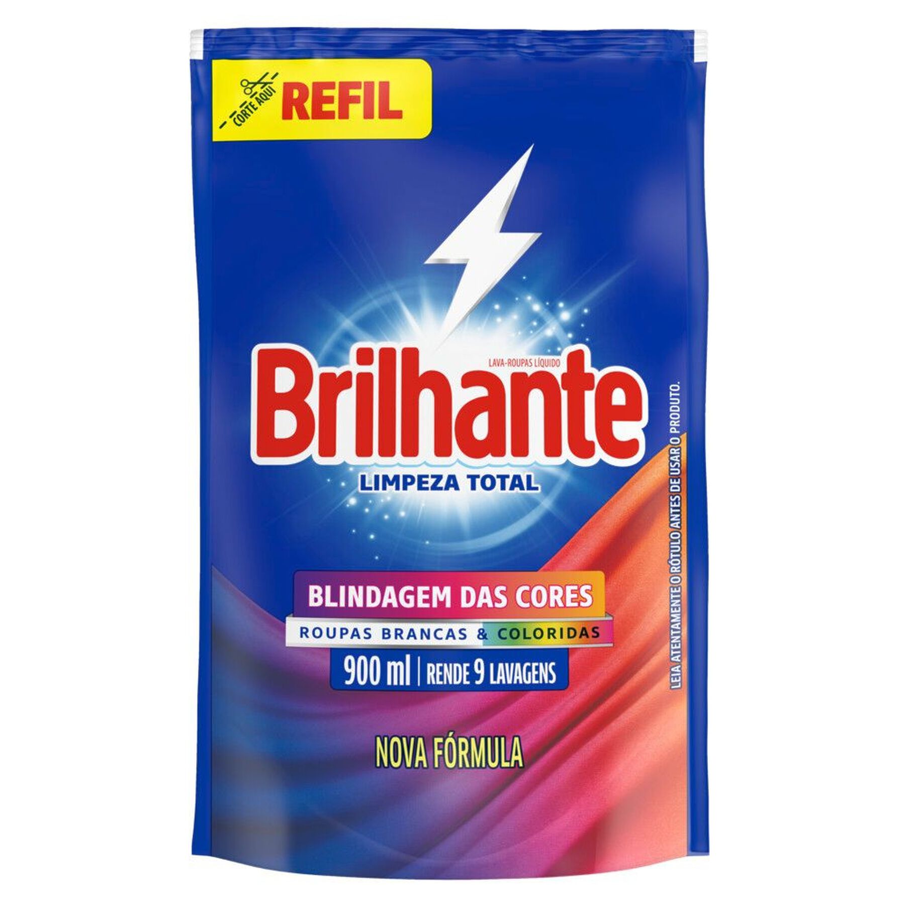 Sab&atilde;o L&iacute;quido Lava Roupas Blindagem das Cores Roupas Brancas e Coloridas Brilhante Limpeza Total Sach&ecirc; 900ml Refil&nbsp;&nbsp;
