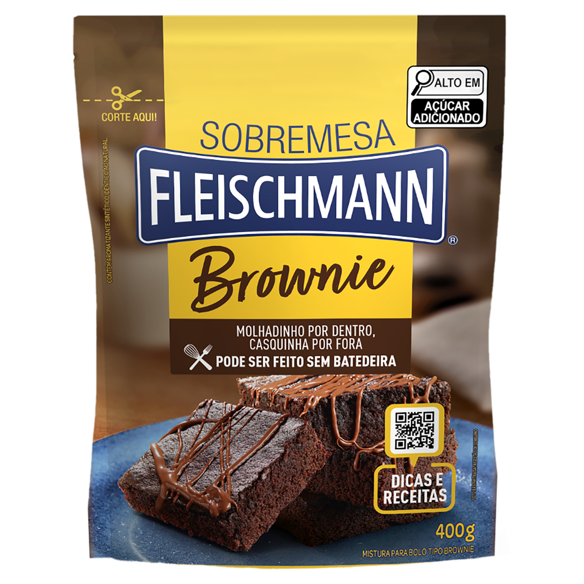 Mistura para Bolo Brownie Chocolate Fleischmann Sach&ecirc; 400g