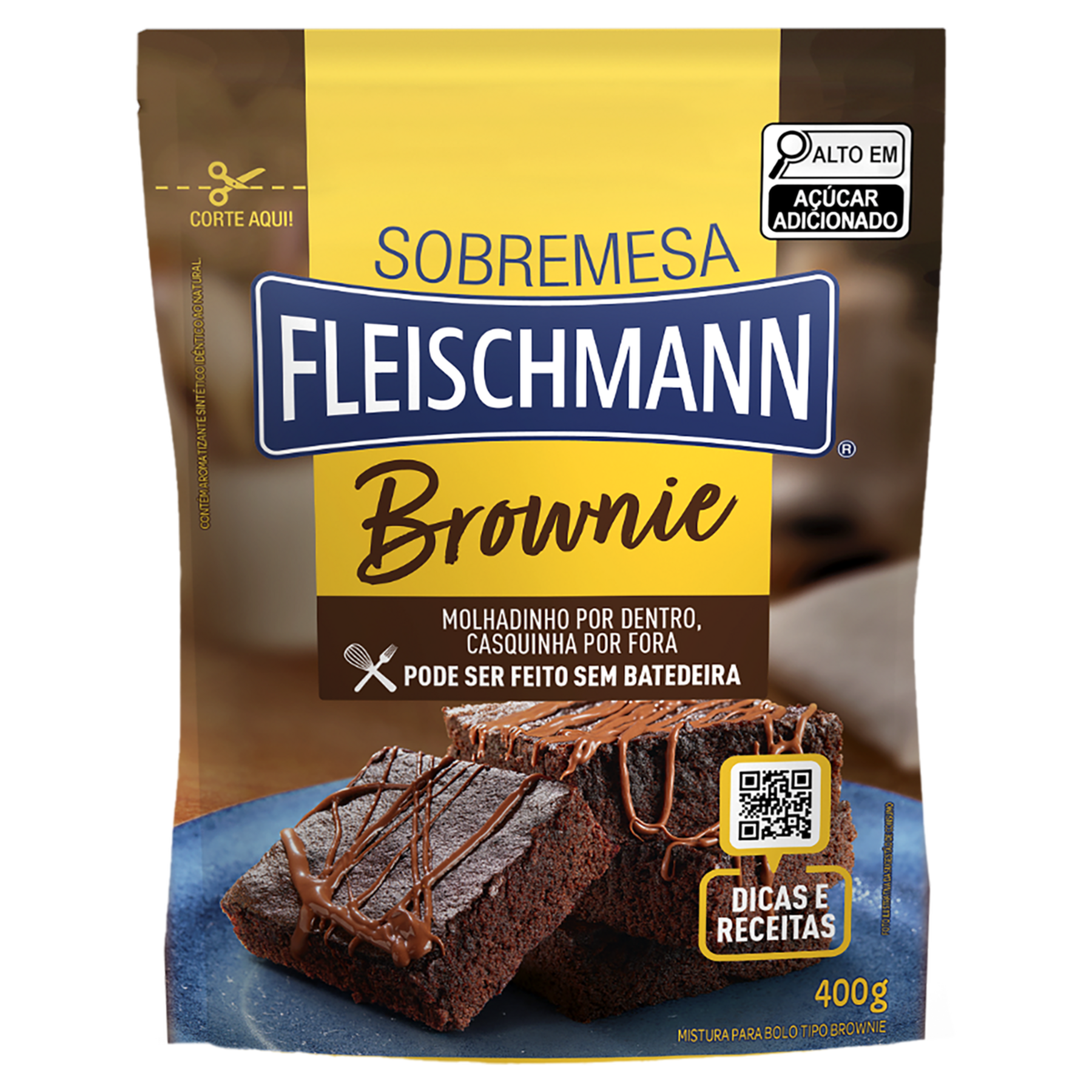 Mistura para Bolo Brownie Chocolate Fleischmann Sach&ecirc; 400g
