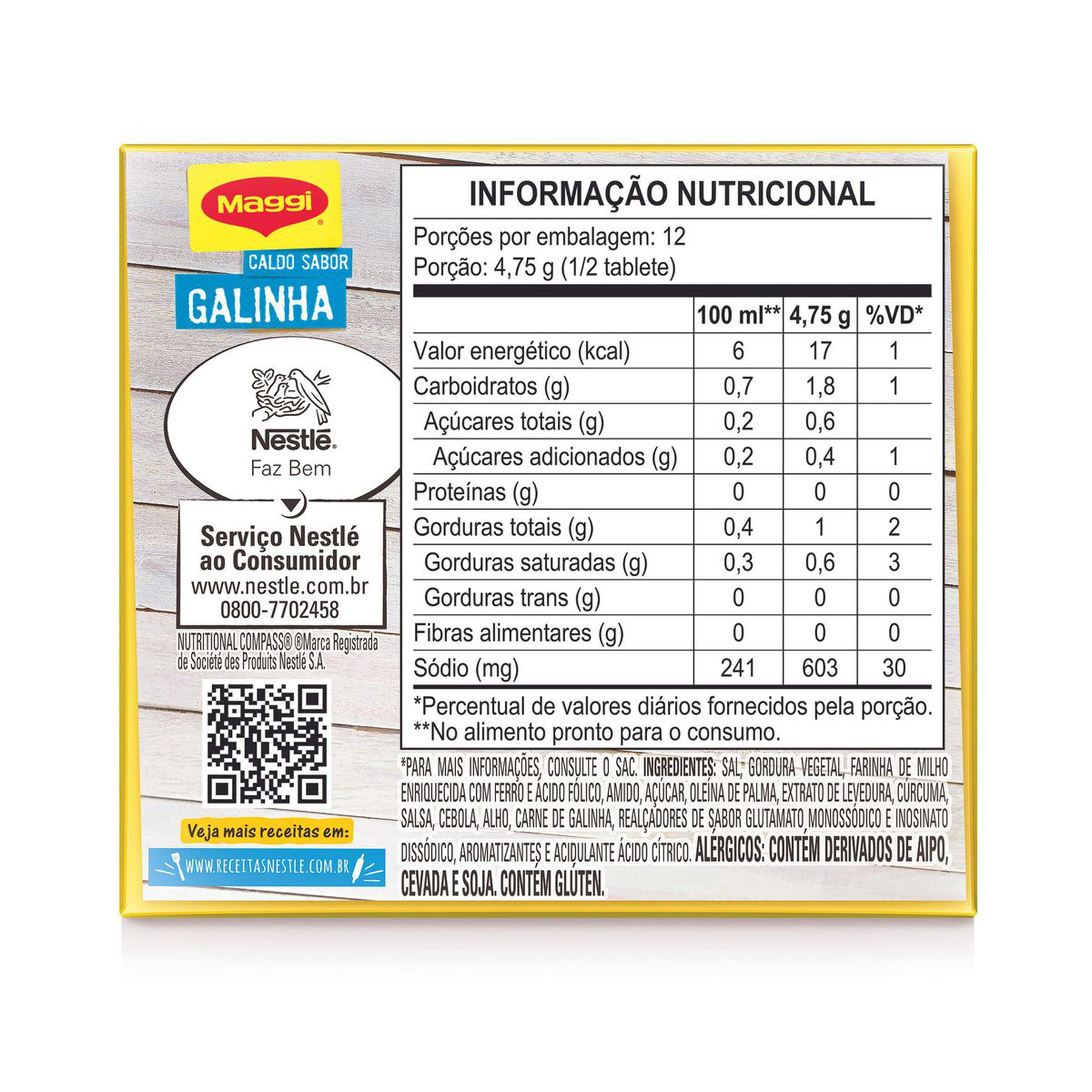 Caldo Maggi Galinha Menos S&oacute;dio 57g&nbsp;