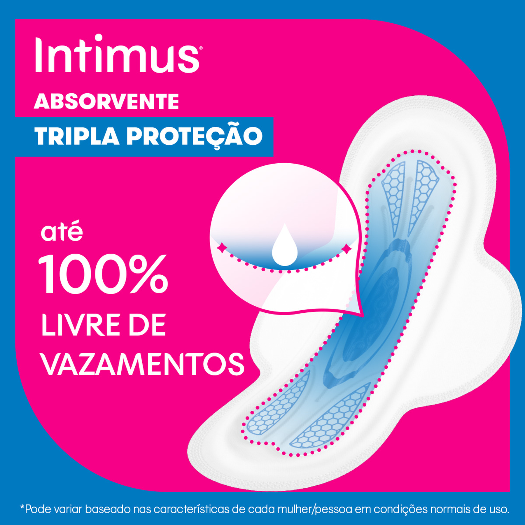 Absorvente com Abas Extra Suave Intimus Tripla Proteção Pacote 32 Unidades