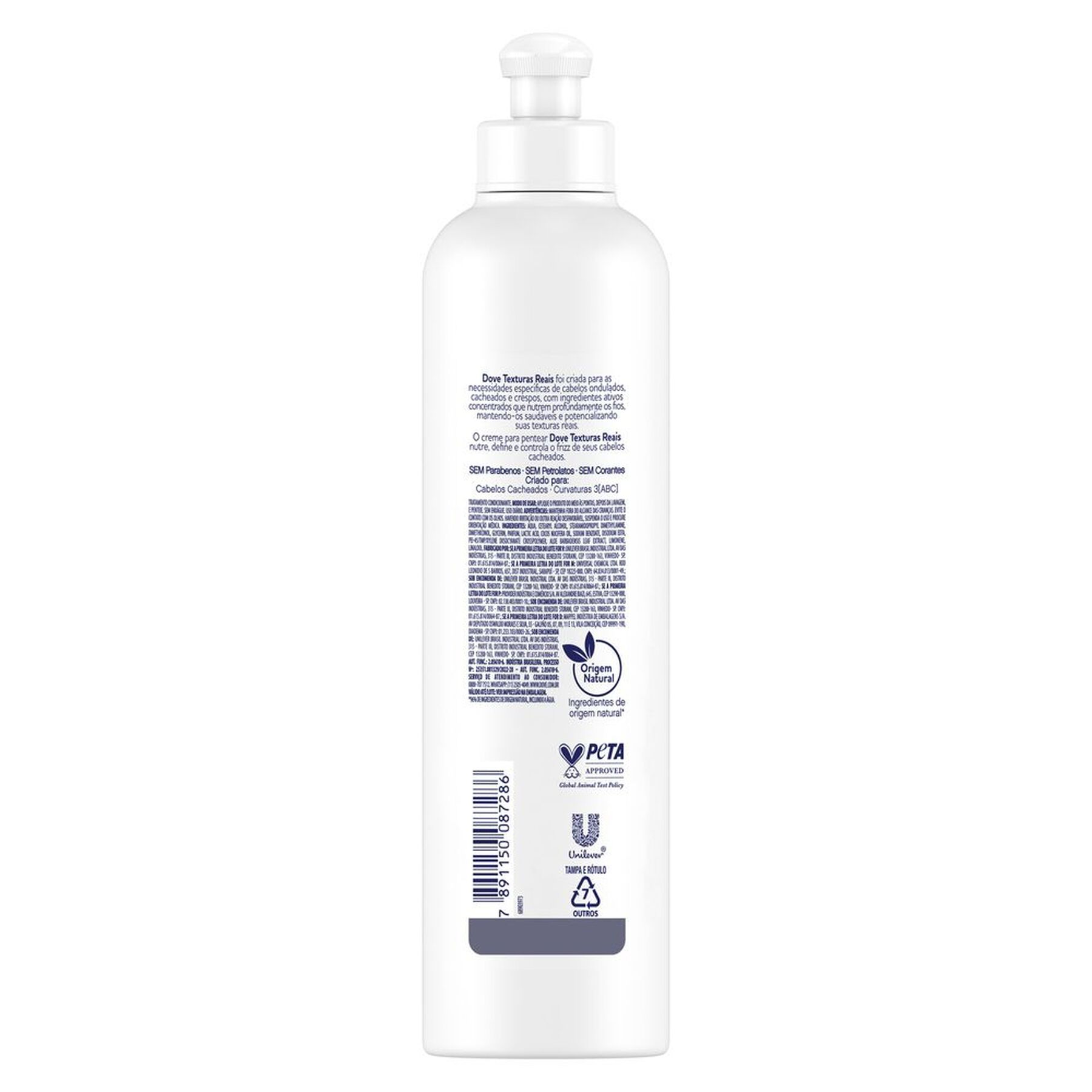 Creme para Pentear Texturas Reais Cacheados Dove Frasco 355ml