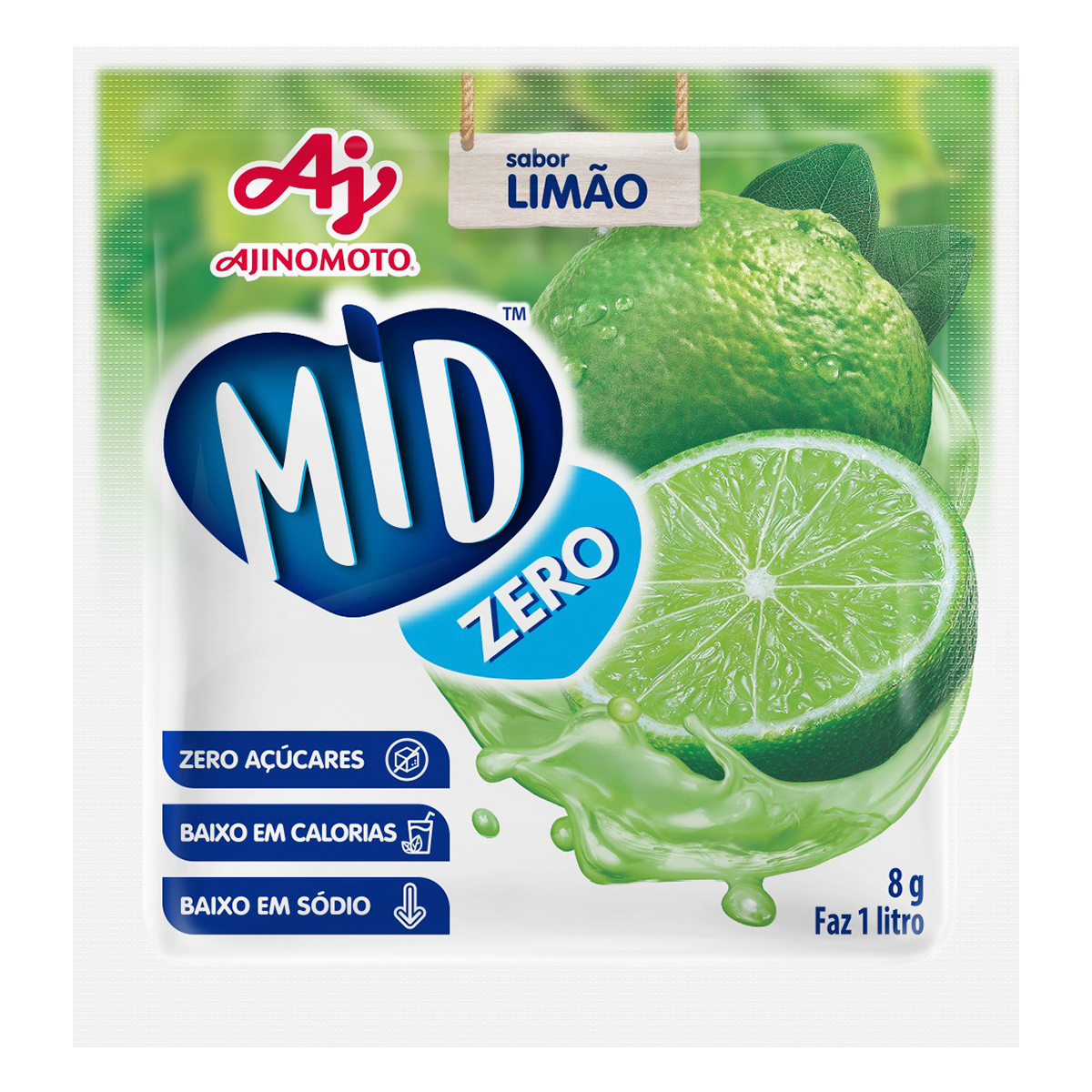 Refresco em P&oacute; Lim&atilde;o Mid Zero Pacote 8g