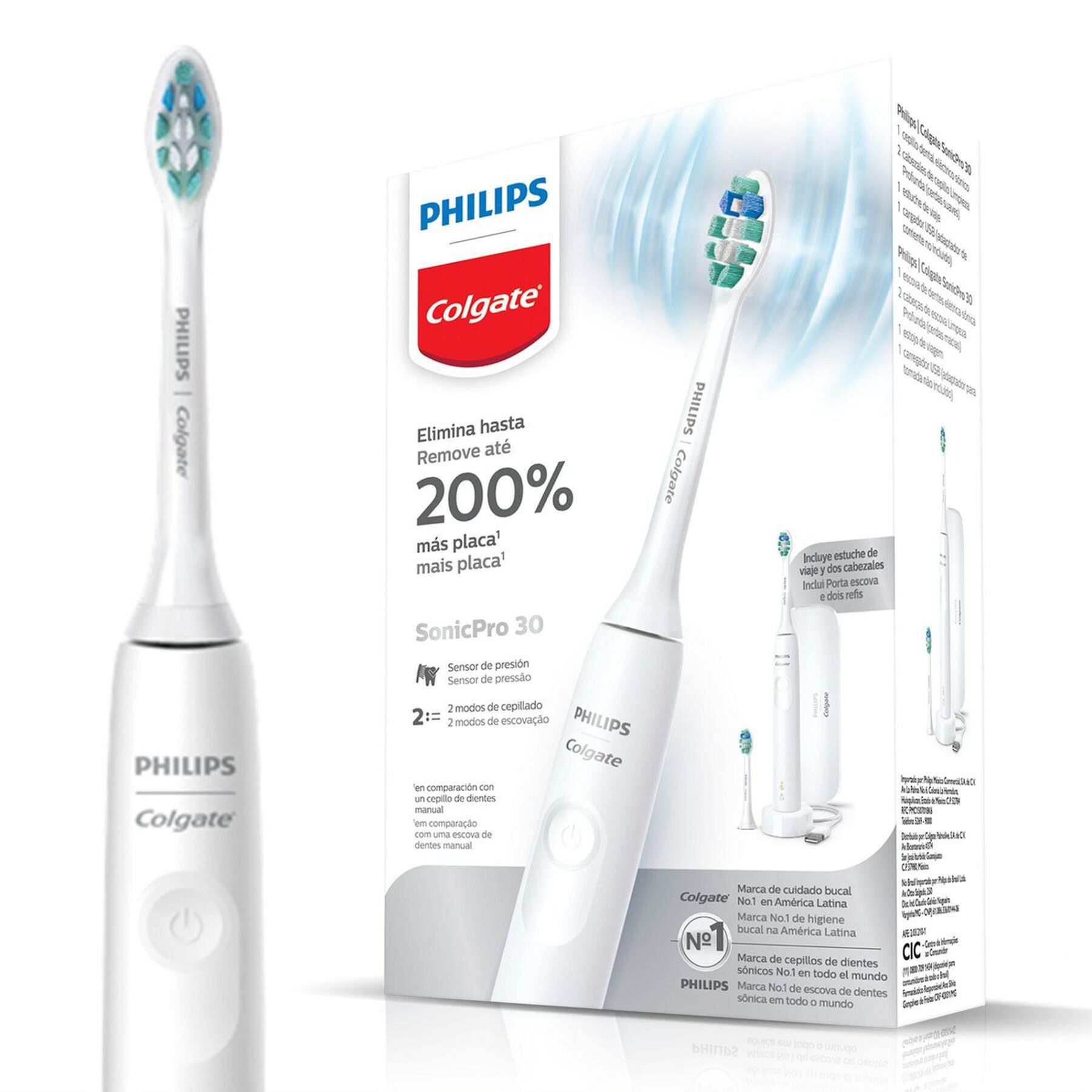 Escova Dental Elétrica SonicPro 30 + Refil Colgate + Philips