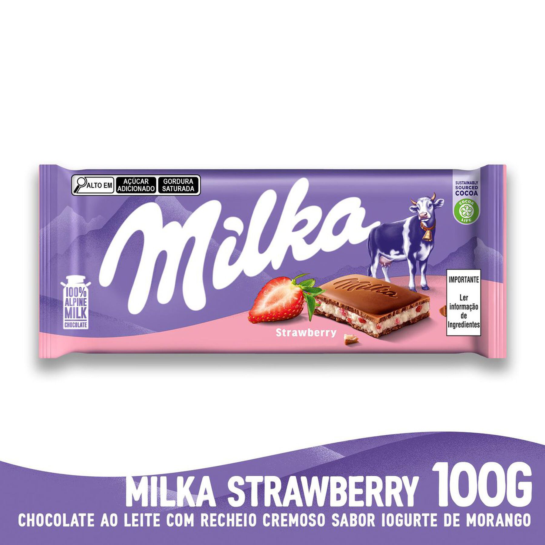 Barra de Chocolate Strawberry Milka 100g