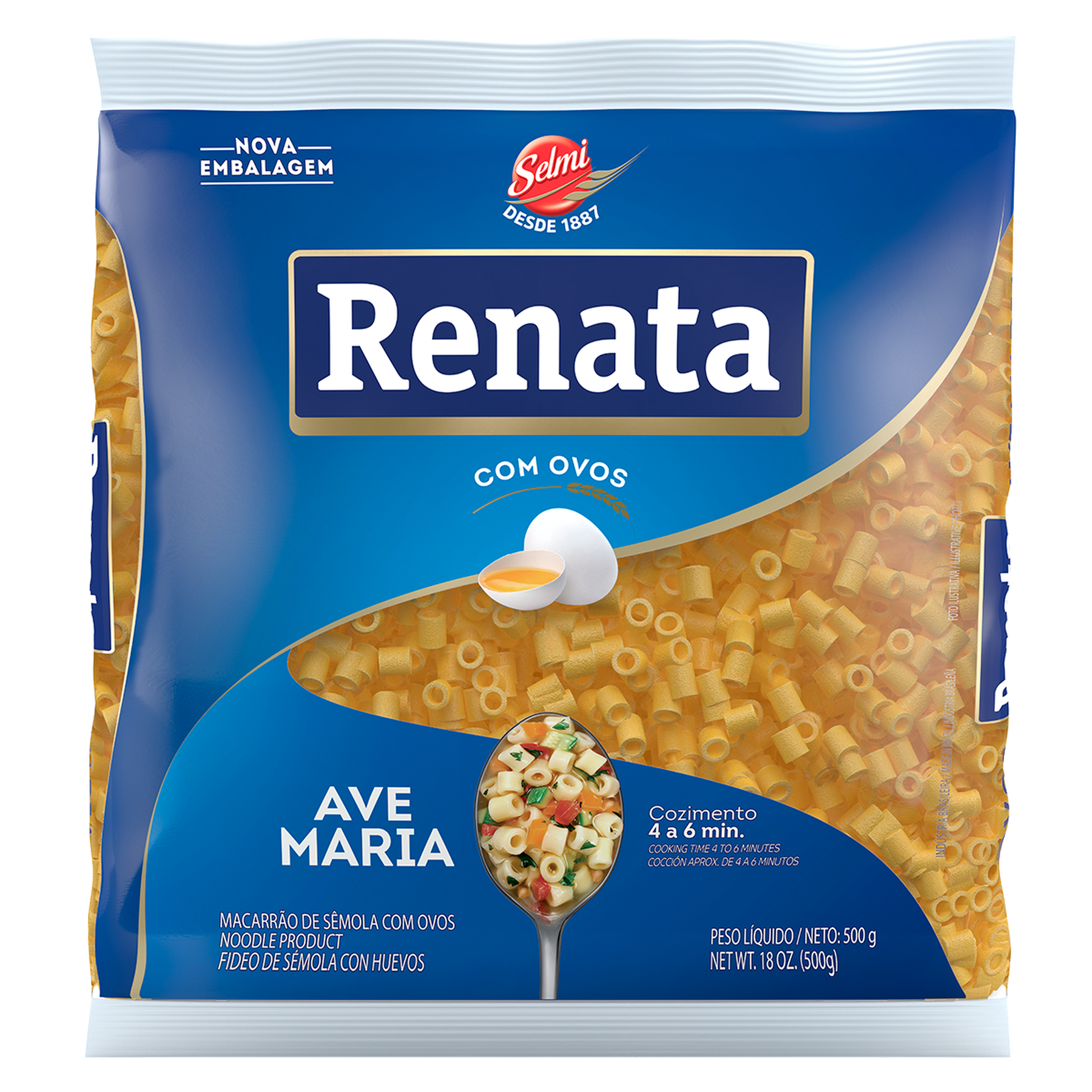 Macarrão de Sêmola com Ovos Ave Maria Renata Pacote 500g