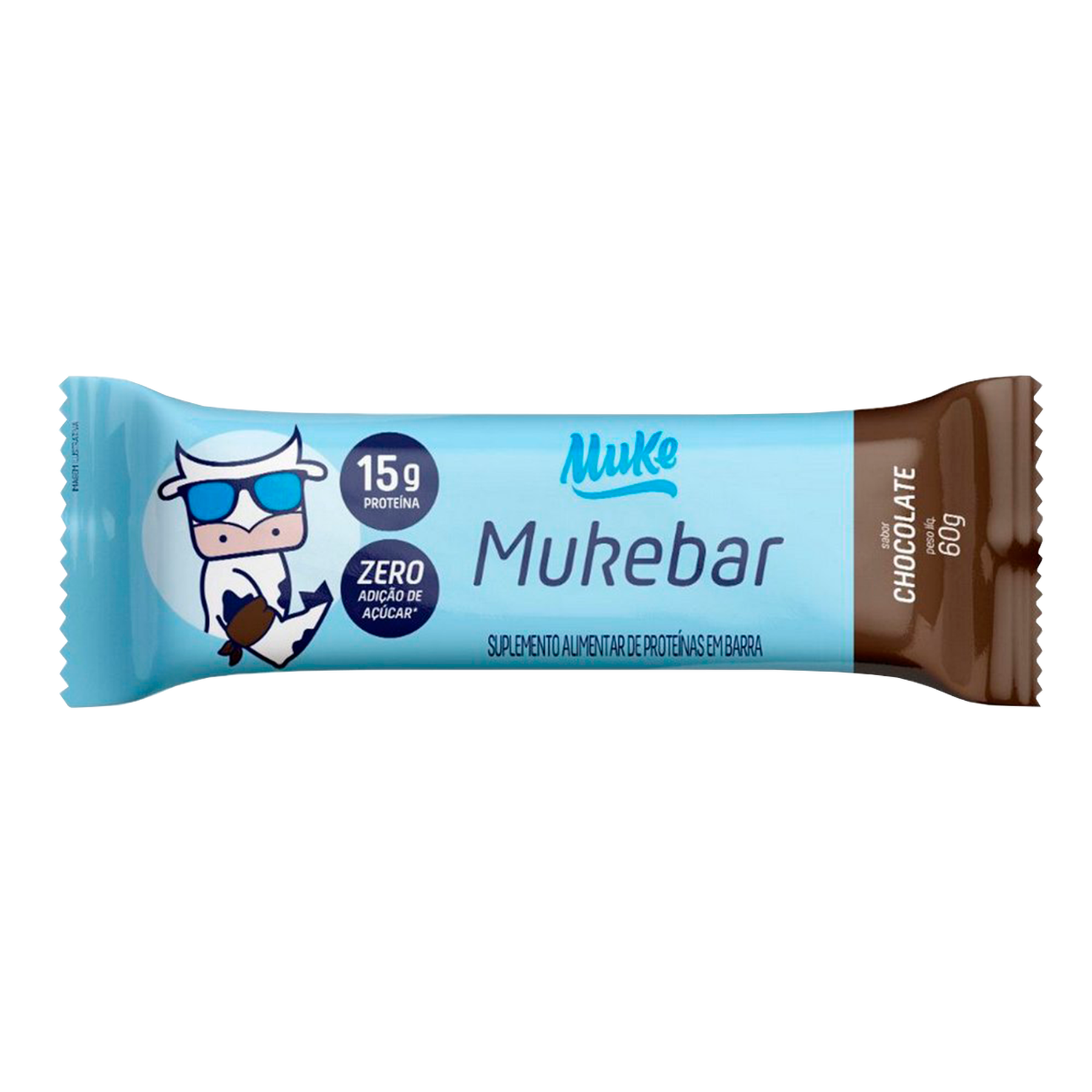 Barra de Prote&iacute;na Mukebar Chocolate Zero A&ccedil;&uacute;car Muke +Mu 60g