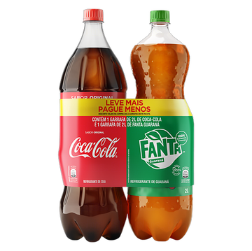 Kit Refrigerante Coca-Cola + Guaraná Fanta 2l Cada Leve Mais Pague Menos