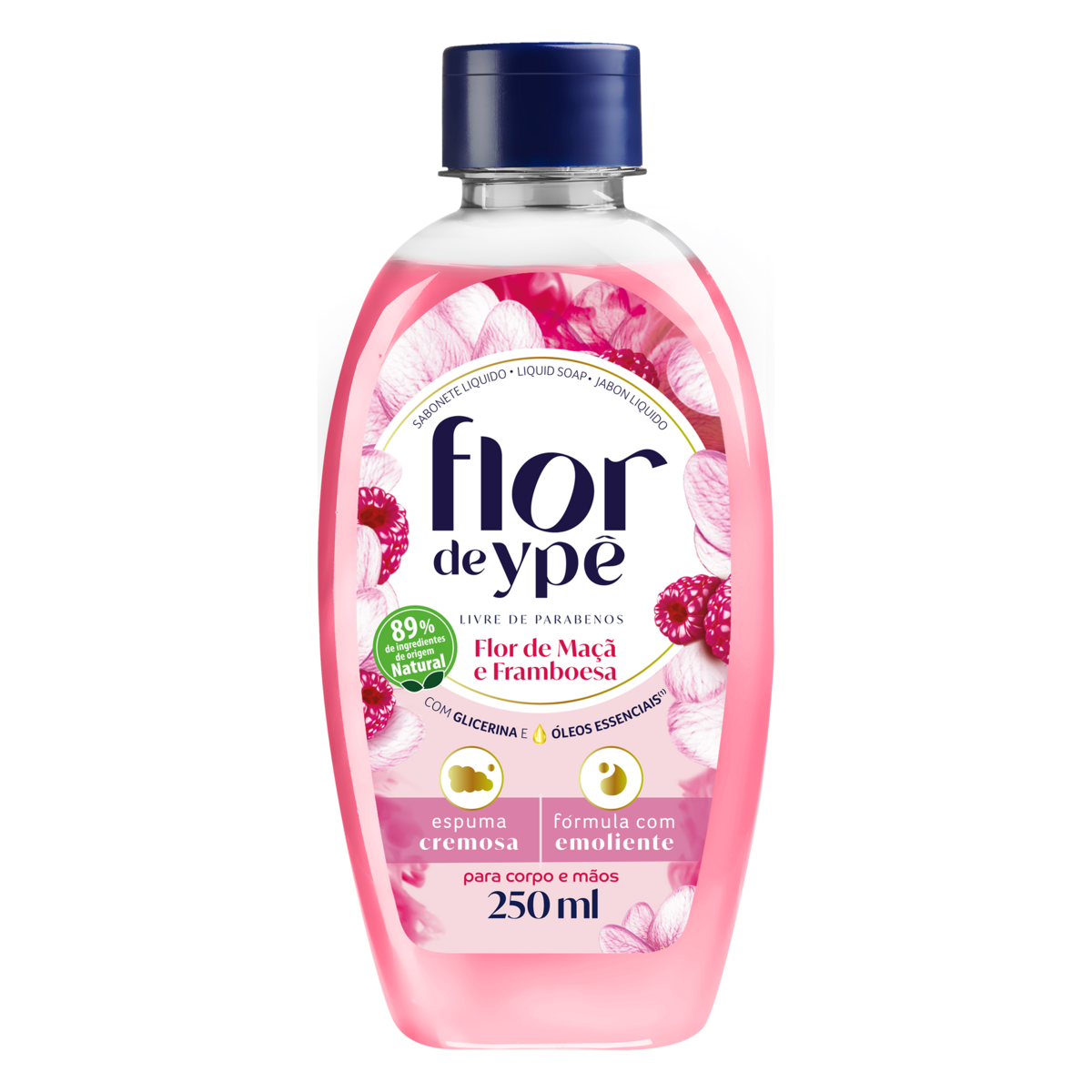 Sabonete L&iacute;quido Flor de Ma&ccedil;&atilde; e Framboesa Flor de Yp&ecirc; Frasco 250ml&nbsp;