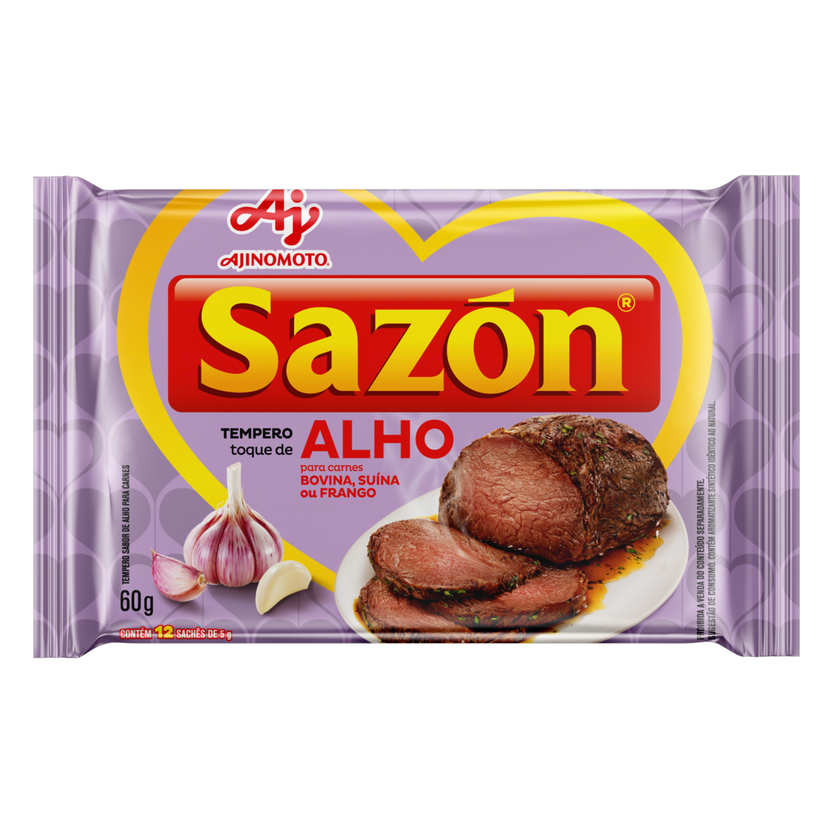 Tempero para Carnes Toque de Alho Saz&oacute;n Pacote 60g 12 Unidades