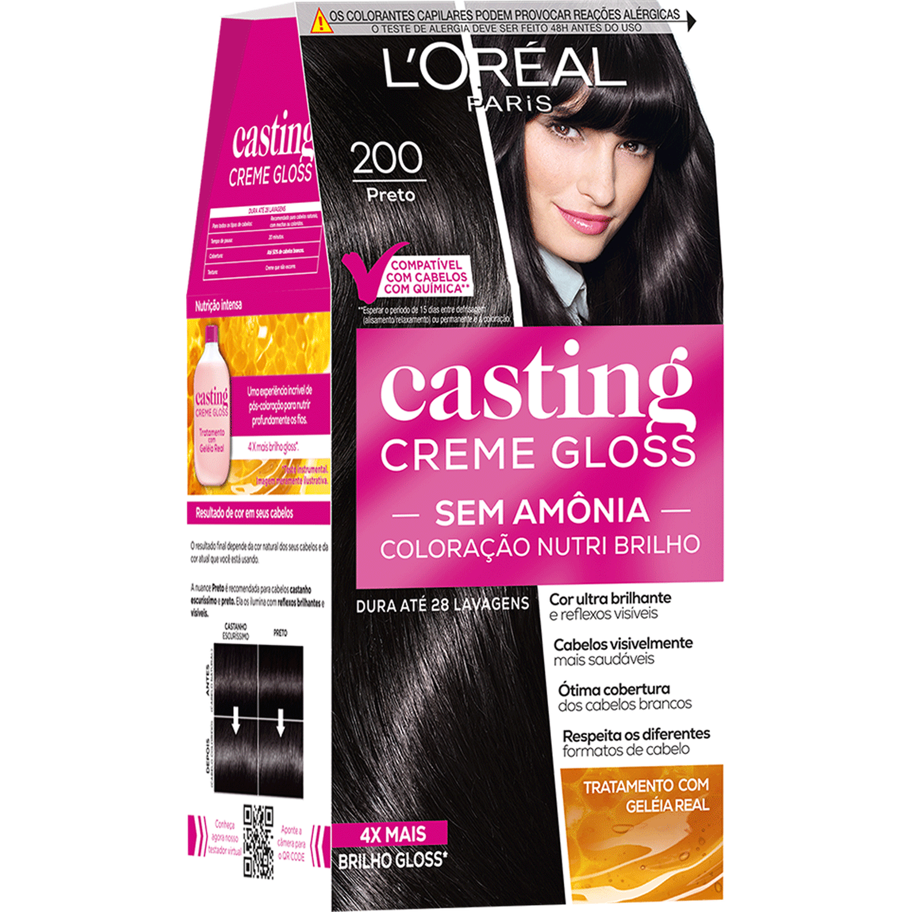 Tintura para Cabelo Preto 200 Casting Creme Gloss