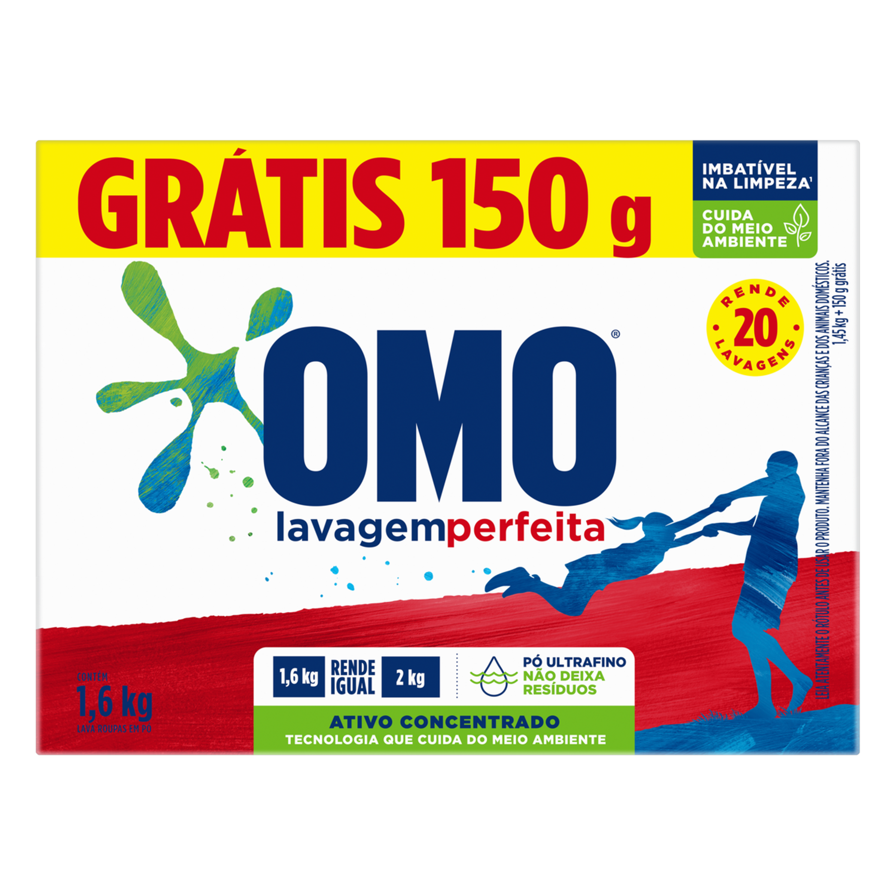 Sabão em Pó Omo Lavagem Perfeita Caixa 1,6kg Grátis 150g