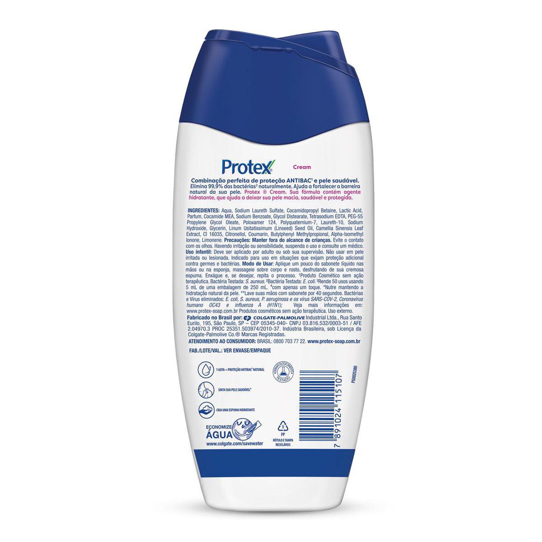 Sabonete Líquido Antibacteriano Cream Protex Frasco 250ml