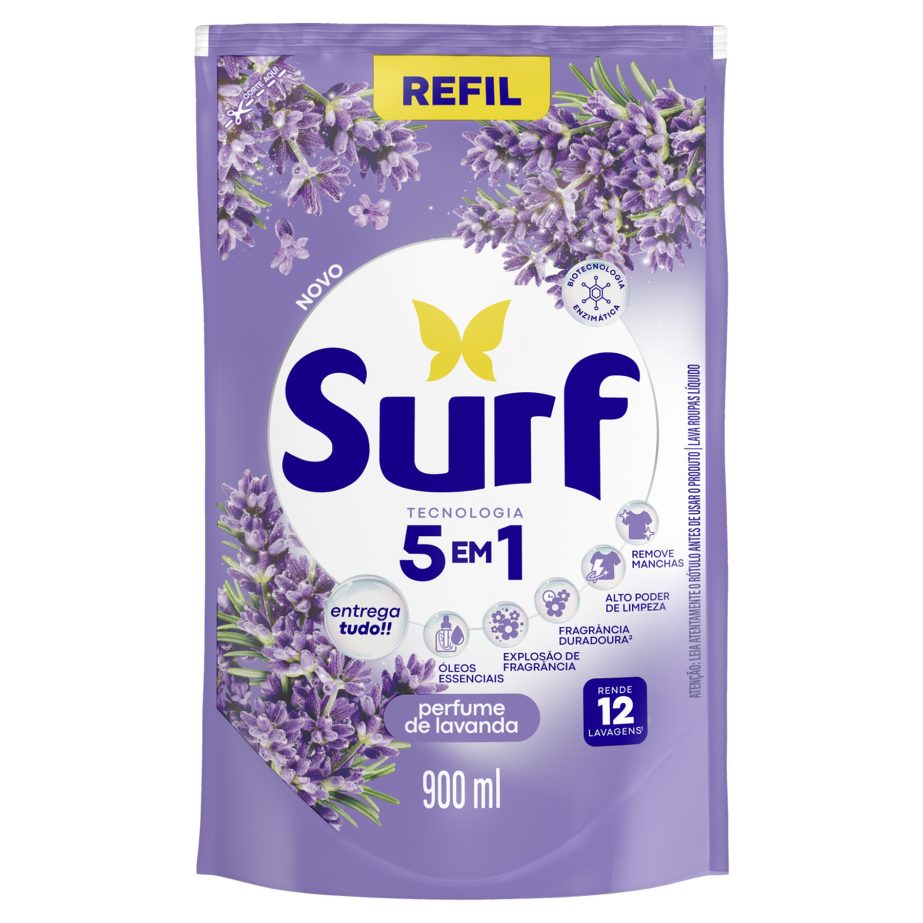 Sabão Líquido Lavanda Surf Sachê 900ml - Embalagem Refil