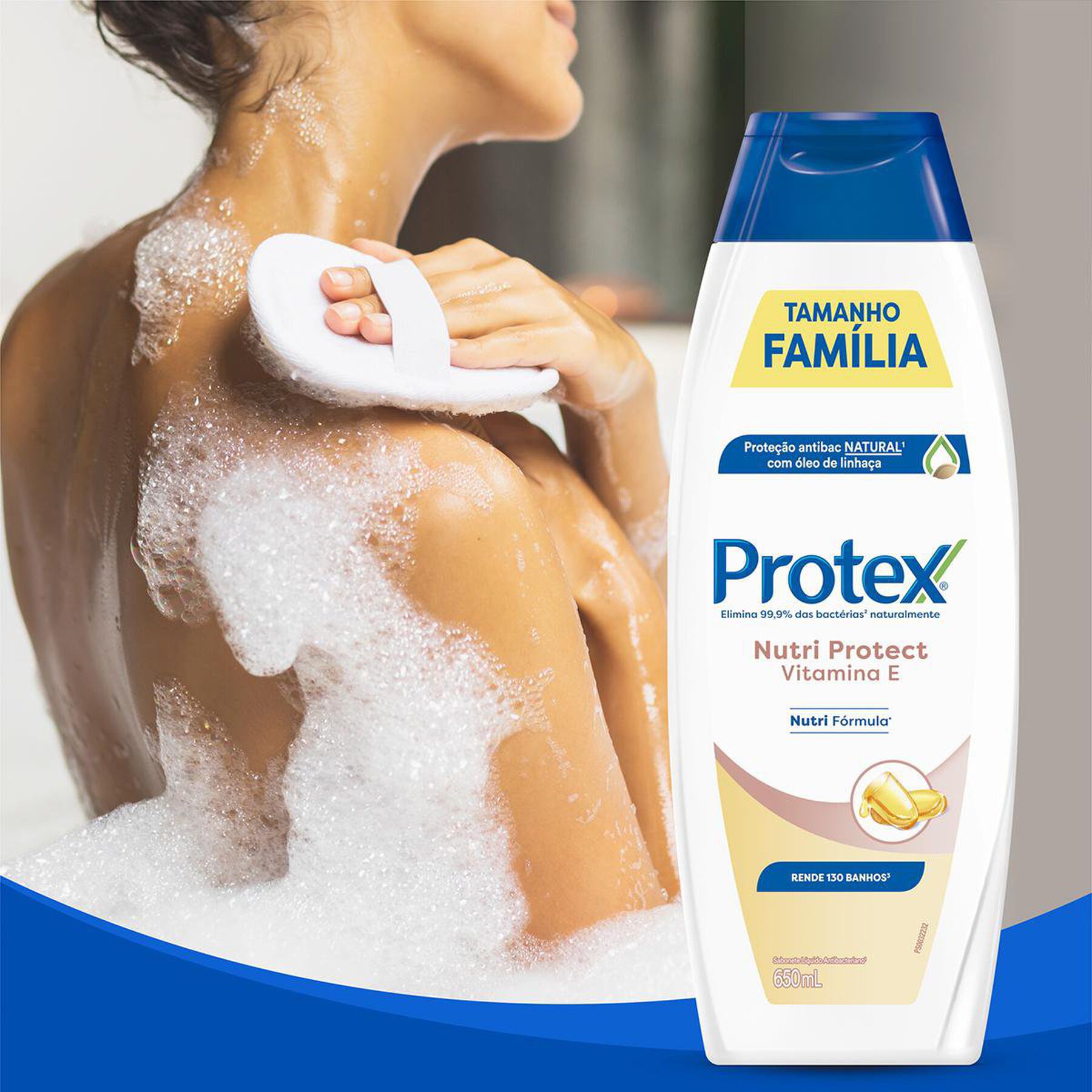 Sabonete Líquido Antibacteriano Nutri Protect Vitamina E Protex Frasco 650ml - Embalagem Tamanho Família