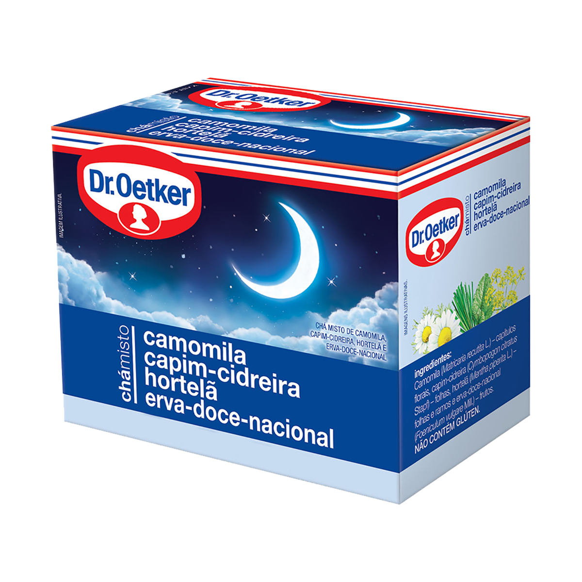 Ch&aacute; Misto Camomila, Capim-Cidreira, Hortel&atilde;, Erva-Doce Nacional Dr. Oetker 10g