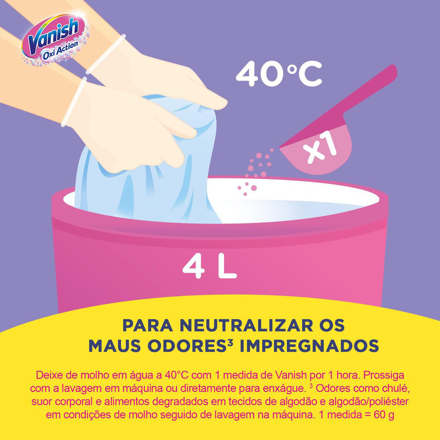 Tira Manchas em Pó Roupas Coloridas Oxi Action Vanish Pacote 240g - Embalagem Refil Econômico