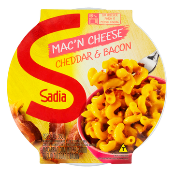 Mac'n Cheese Cheddar e Bacon Sadia Pote 350g