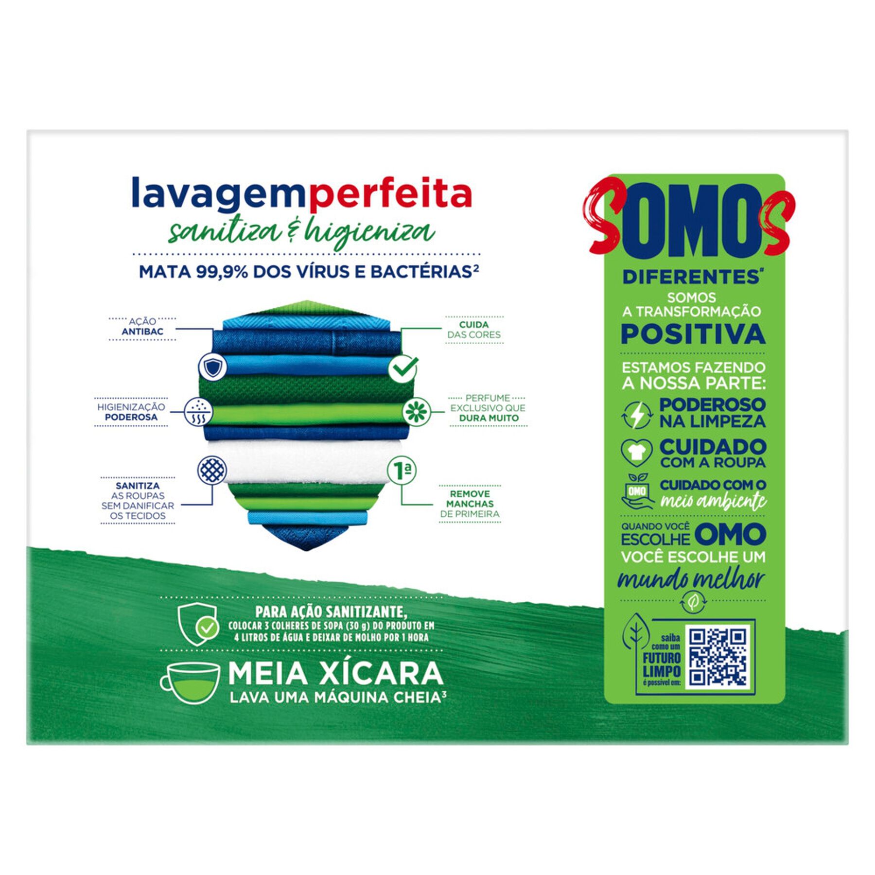 Sabão em Pó Omo Lavagem Perfeita Sanitiza e Higieniza Caixa 1,6kg