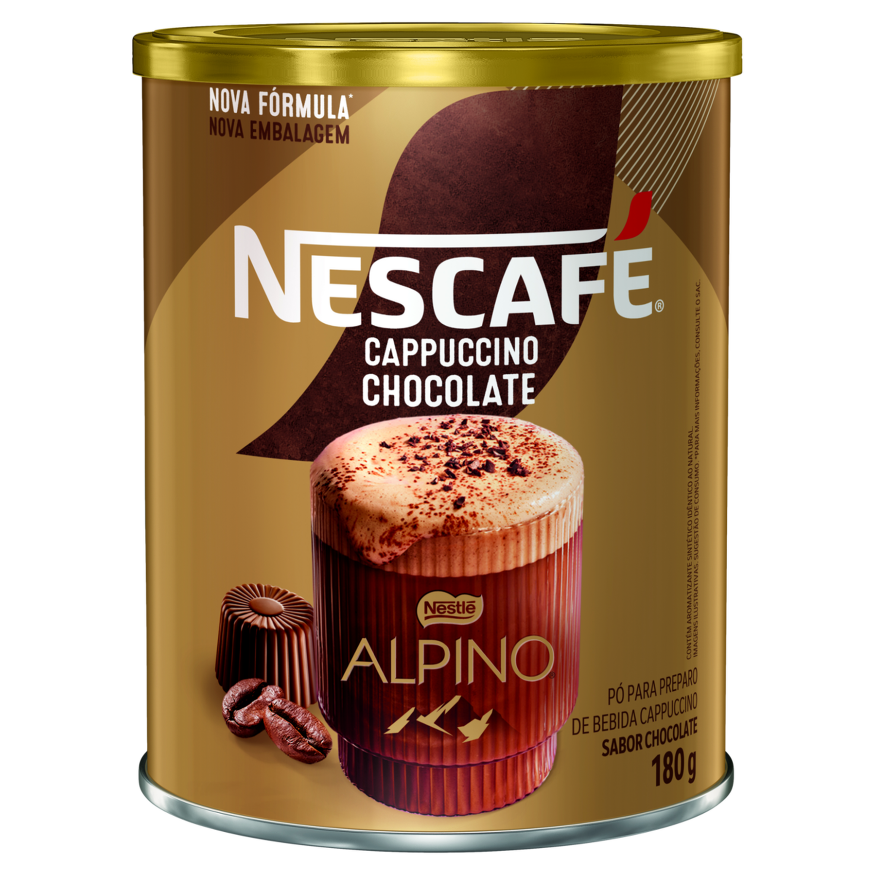 Cappuccino Sol&uacute;vel Alpino Nescaf&eacute; Lata 180g
