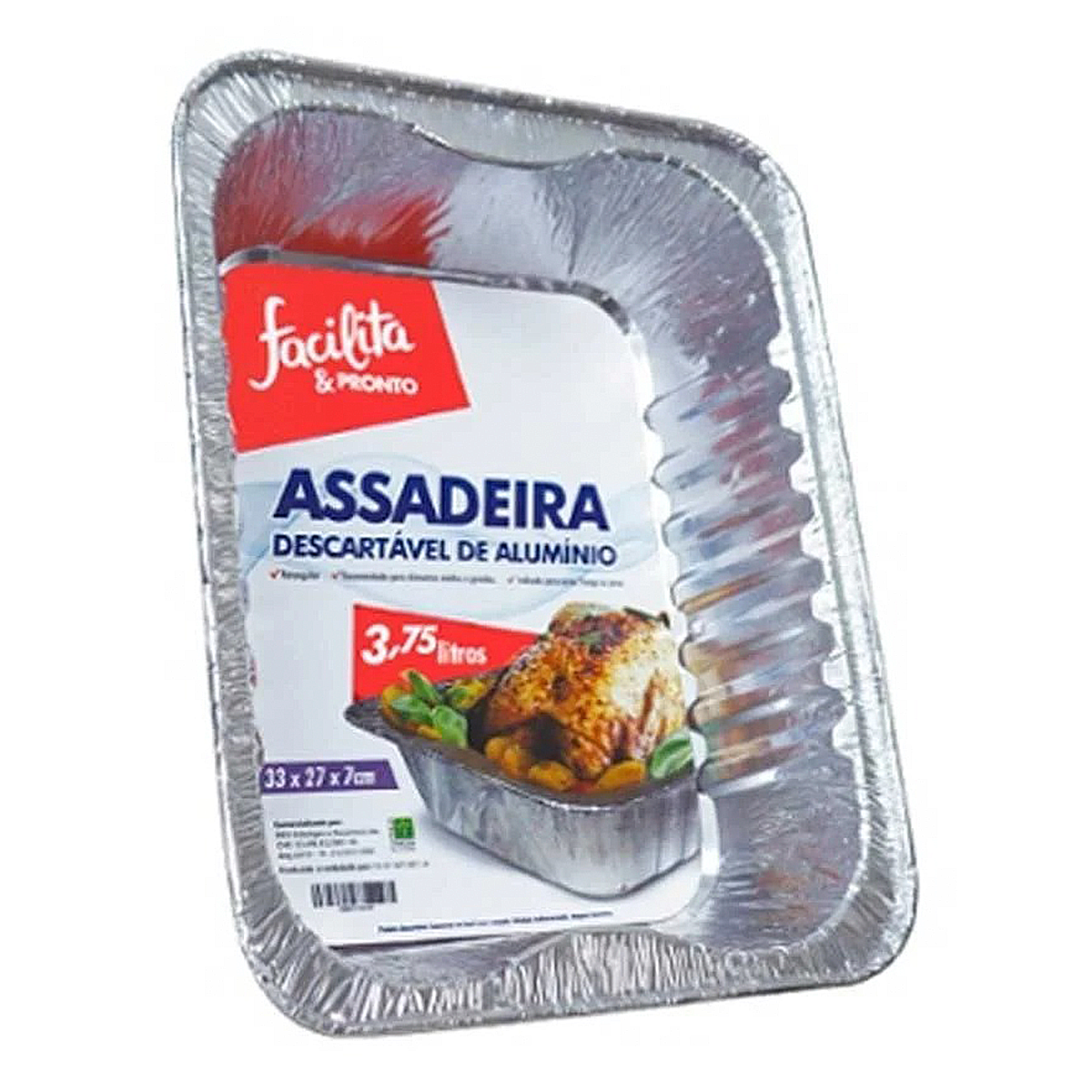 Assadeira Alum&iacute;nio Retangular Facilita e Pronto 3,75l