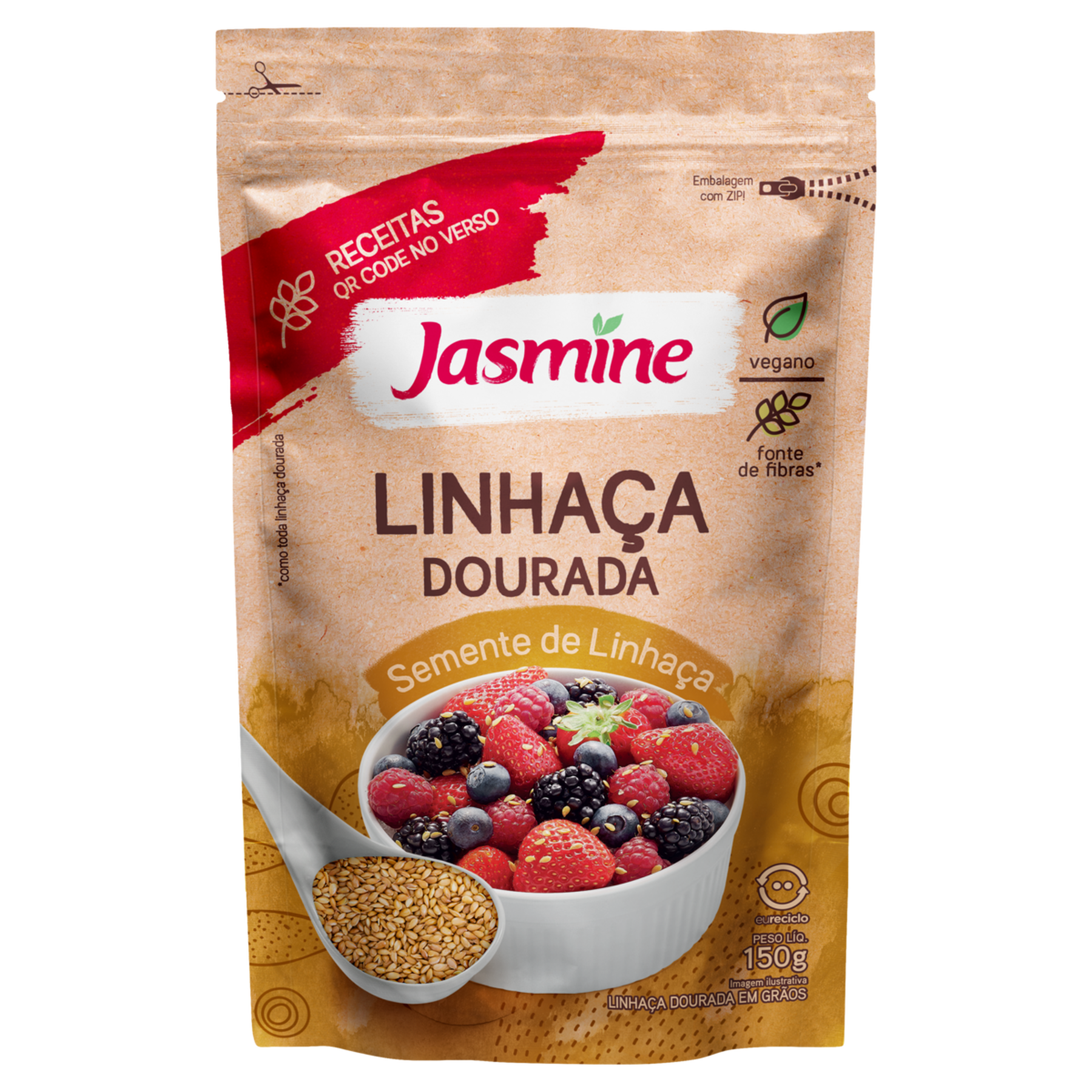 Semente de Linha&ccedil;a Dourada  Jasmine Pouch 150g