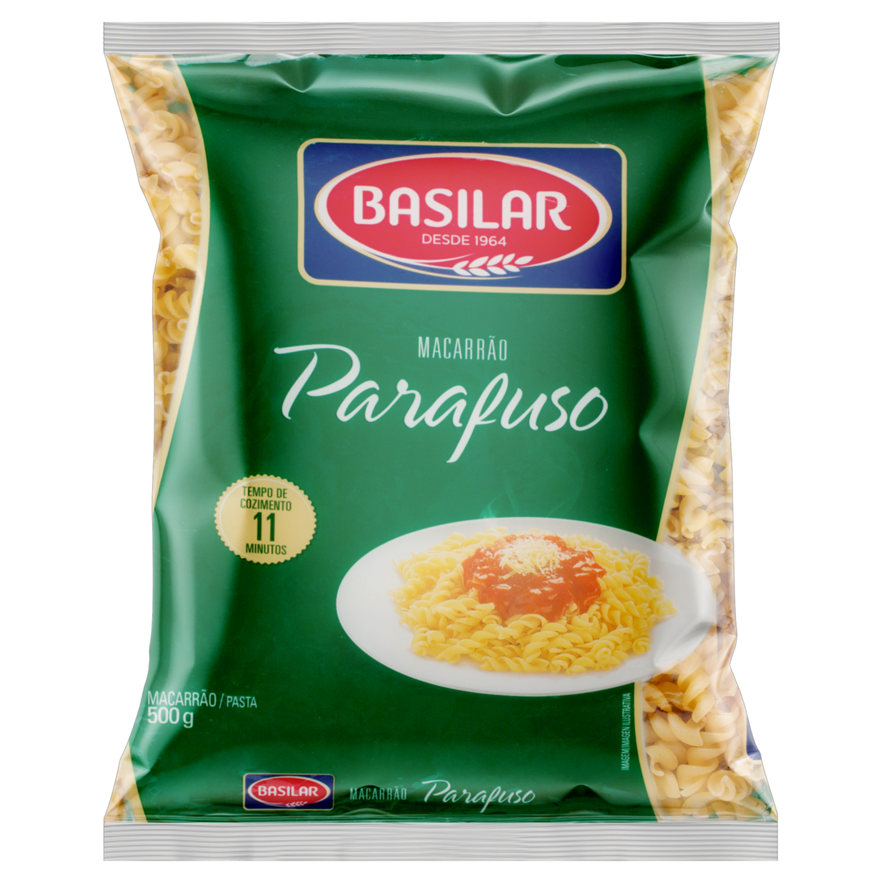 Macarrão de Sêmola Parafuso Basilar Pacote 500g