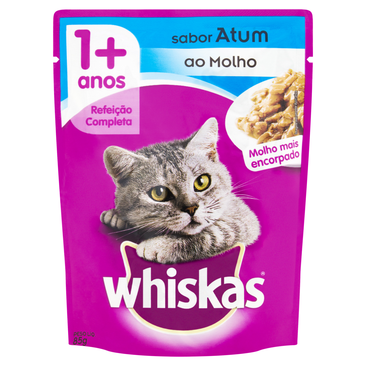 Alimento para Gatos Adultos 1+ Atum ao Molho Whiskas Sach&ecirc; 85g