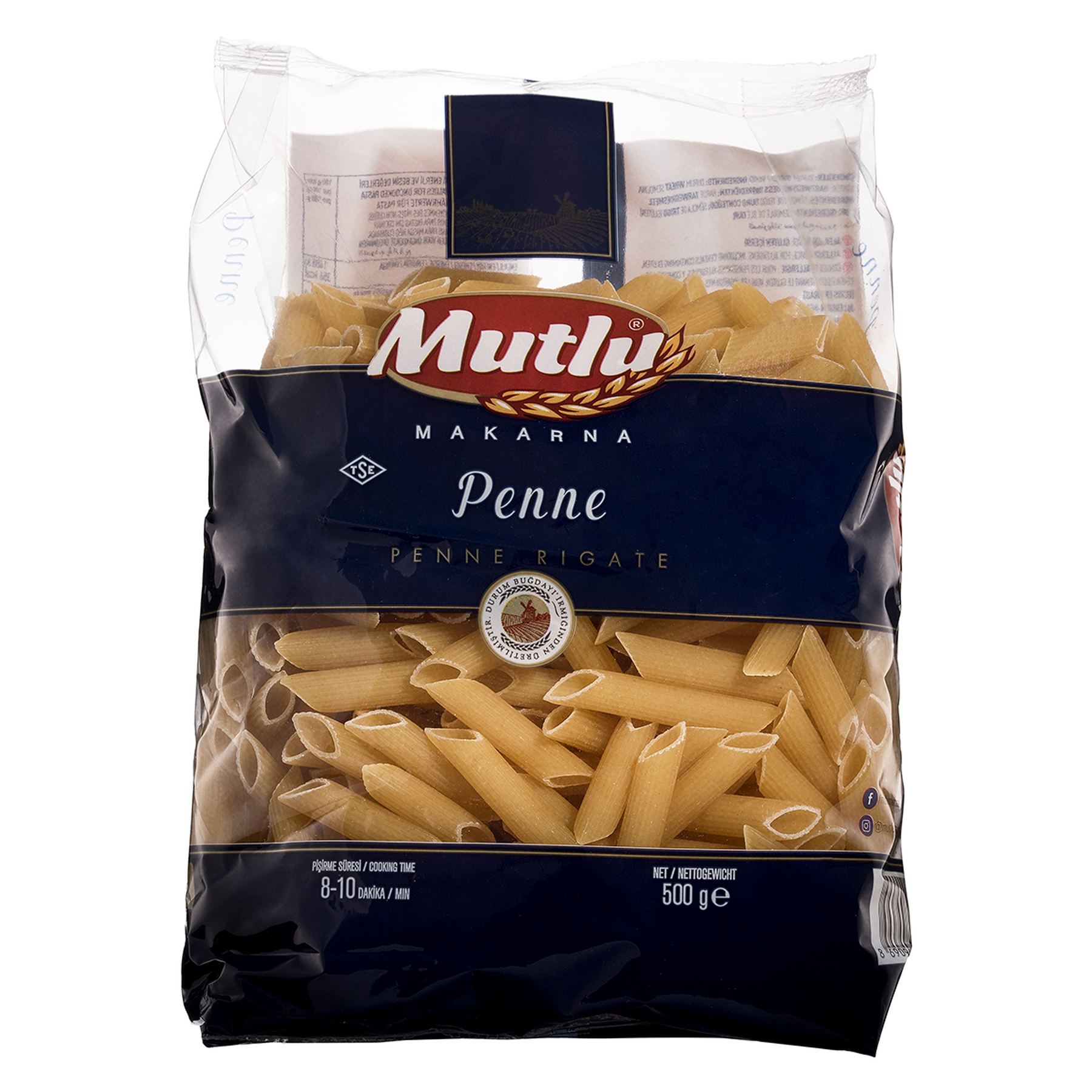 Macarrão Grano Duro Penne Mutlu 500g