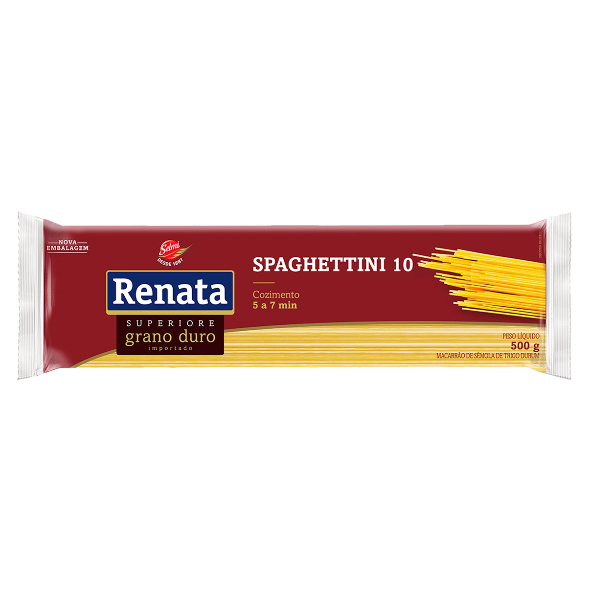 Macarr&atilde;o de S&ecirc;mola de Trigo Grano Duro Spaghettini 10 Renata Superiores Pacote 500g&nbsp;