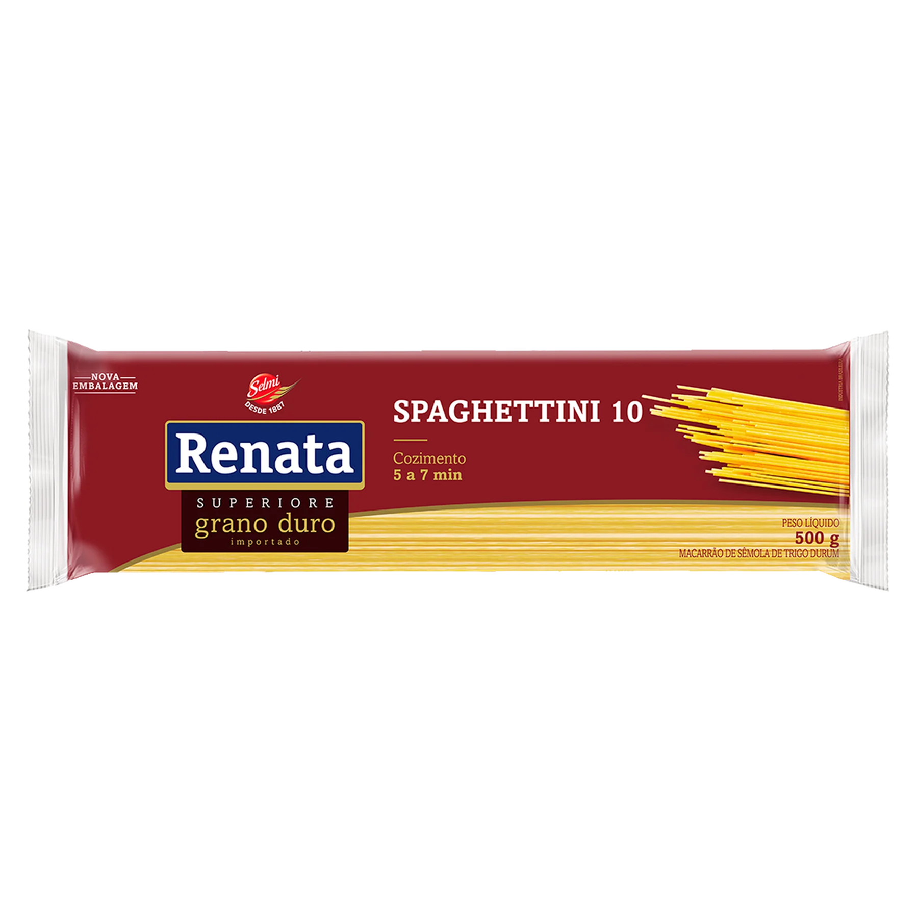 Macarr&atilde;o de S&ecirc;mola de Trigo Grano Duro Spaghettini 10 Renata Superiores Pacote 500g&nbsp;