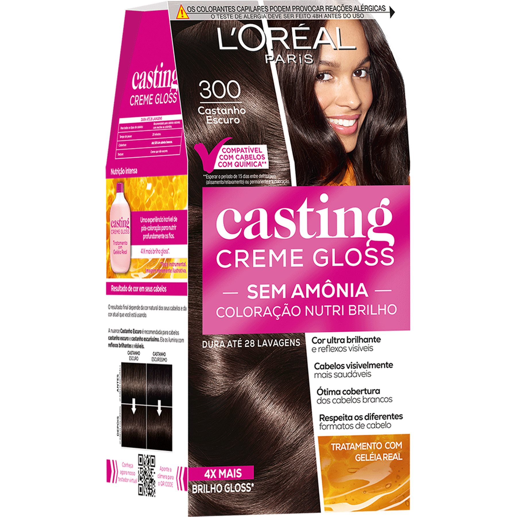 Tintura para Cabelo Castanho Escuro 300 Casting Creme Gloss