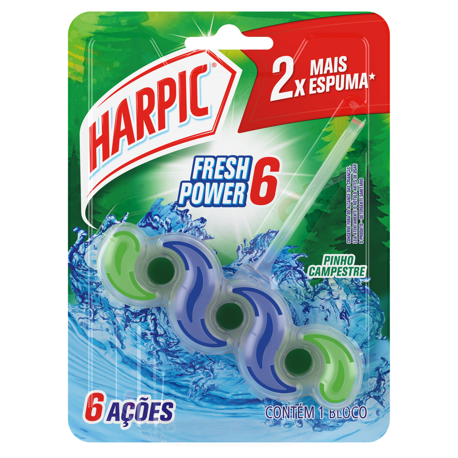 Detergente Sanit&aacute;rio Bloco Pinho Campestre Fresh Power 6 Harpic