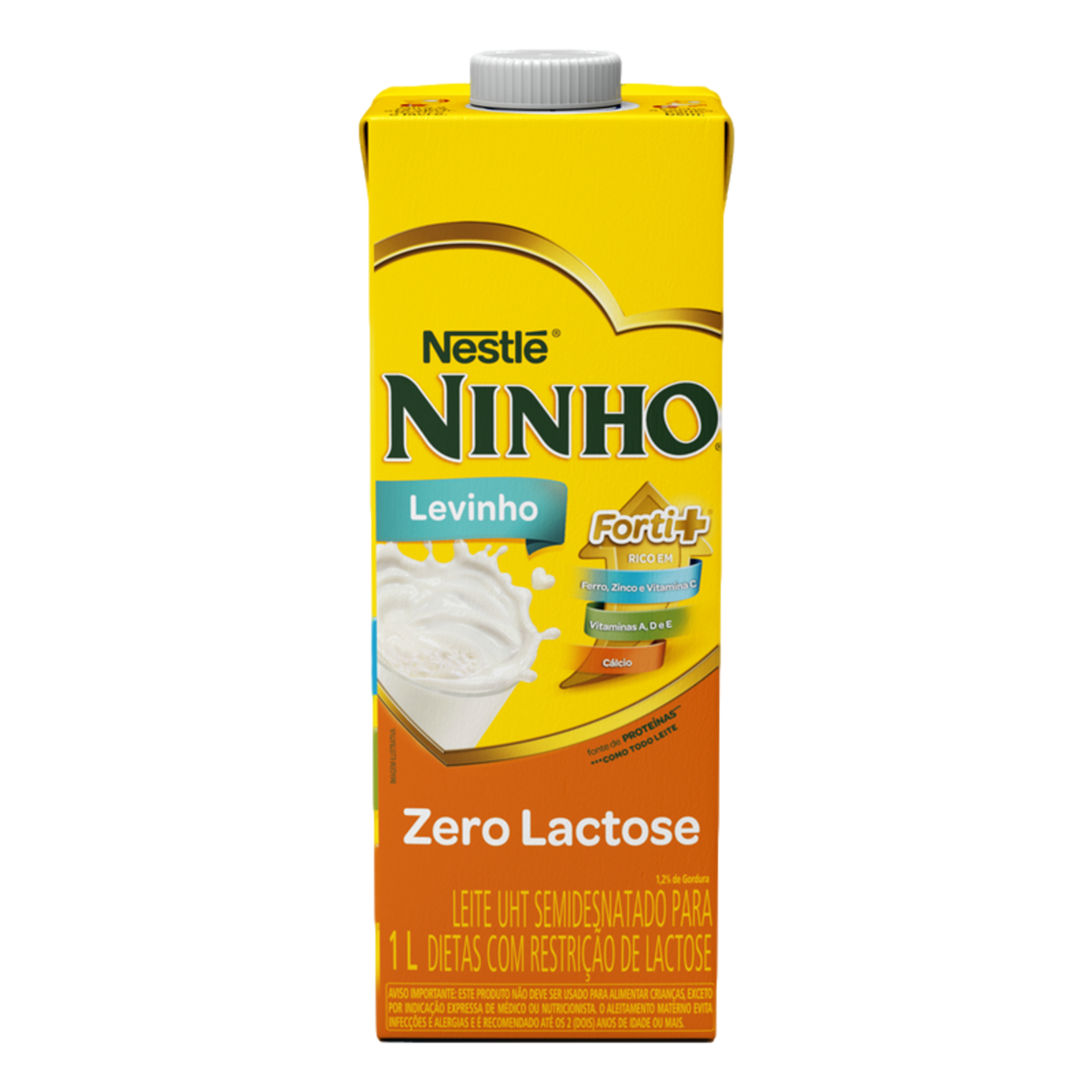 Leite UHT Semidesnatado Zero Lactose Levinho Forti+ Ninho Caixa com Tampa 1l