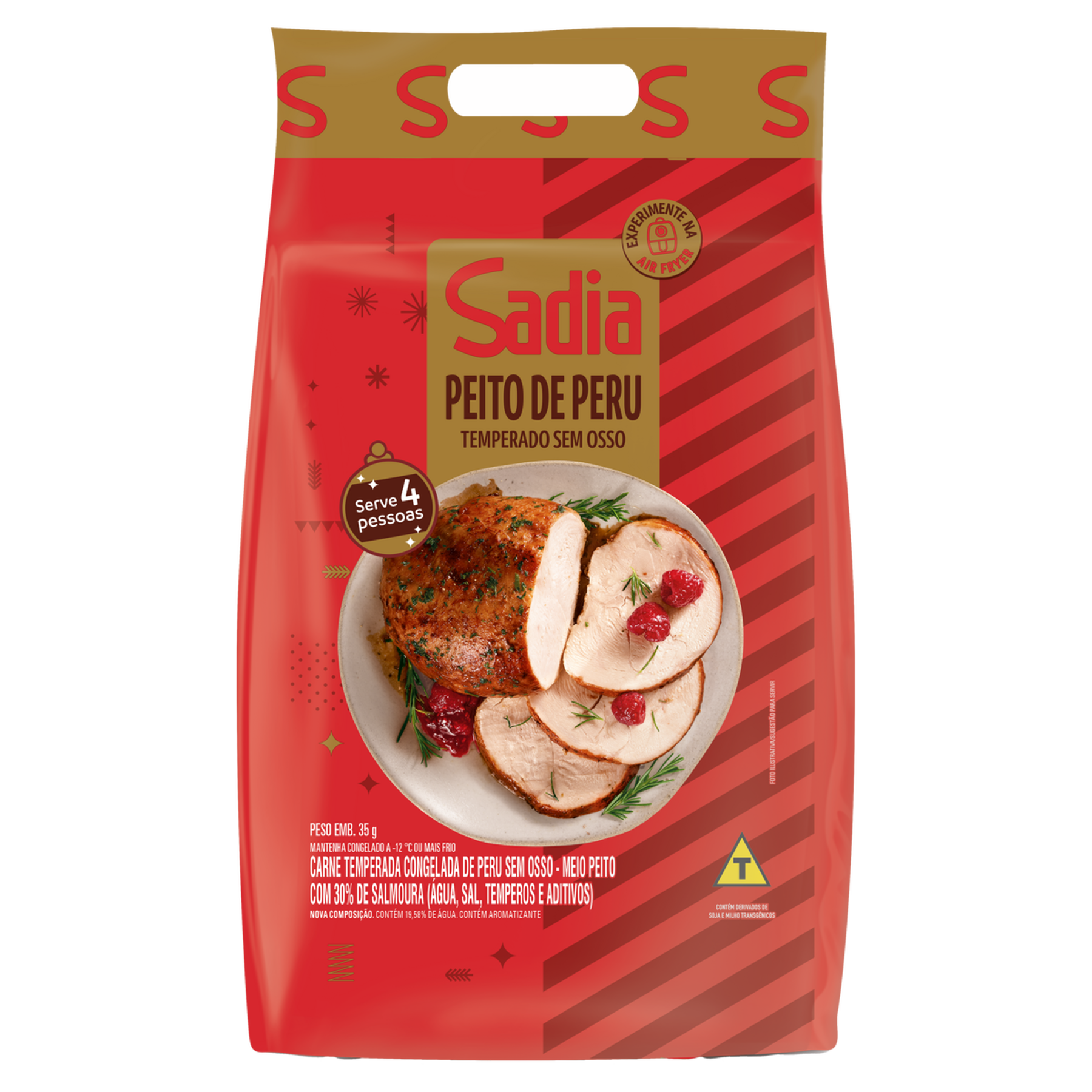 Peito de Peru Congelado Temperado sem Osso Sadia aprox. 1.000g