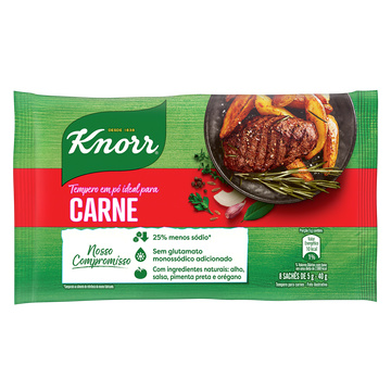 Tempero em Pó para Carne Knorr Pacote 40g 8 Unidades