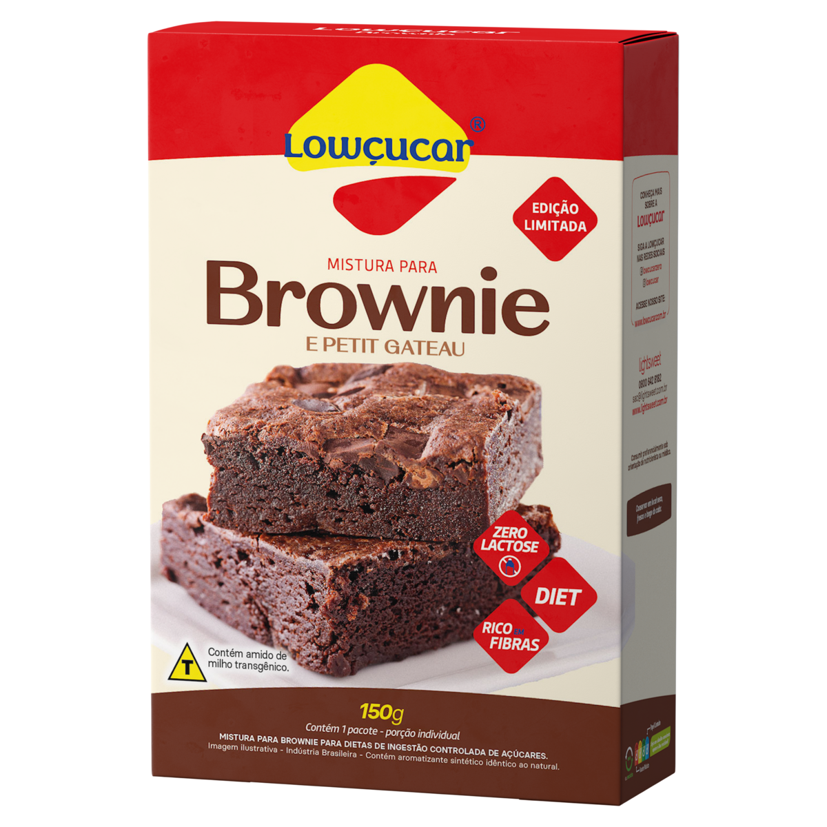 Mistura para Brownie e Petit G&acirc;teau Low&ccedil;ucar Caixa 150g