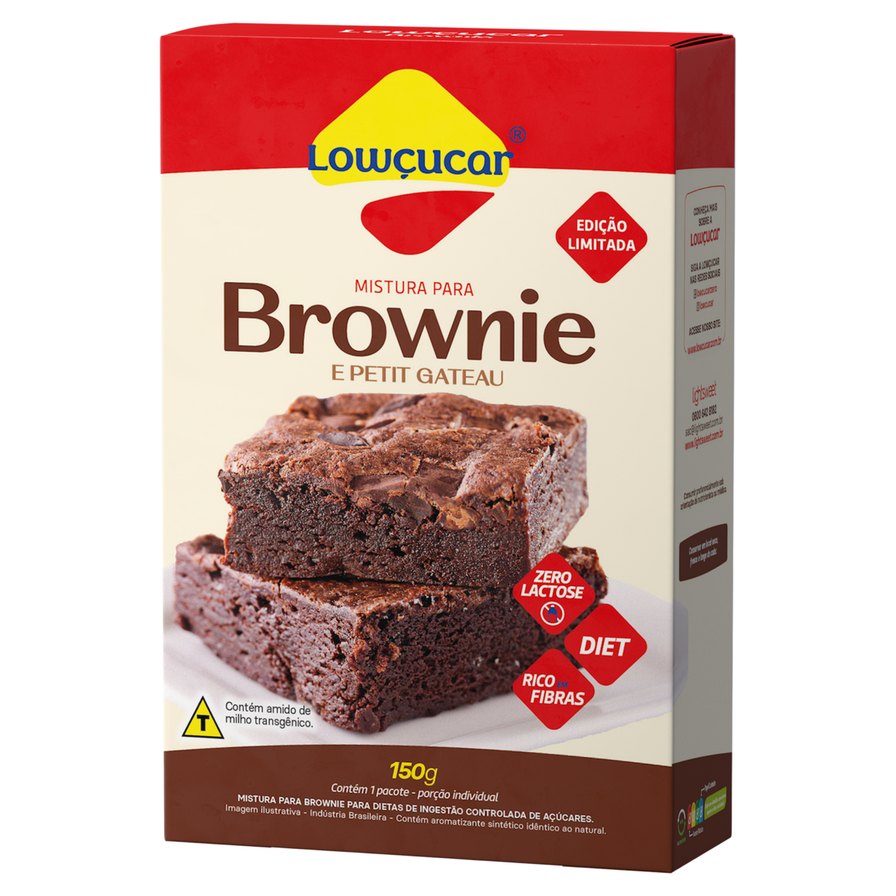 Mistura para Brownie e Petit G&acirc;teau Low&ccedil;ucar Caixa 150g