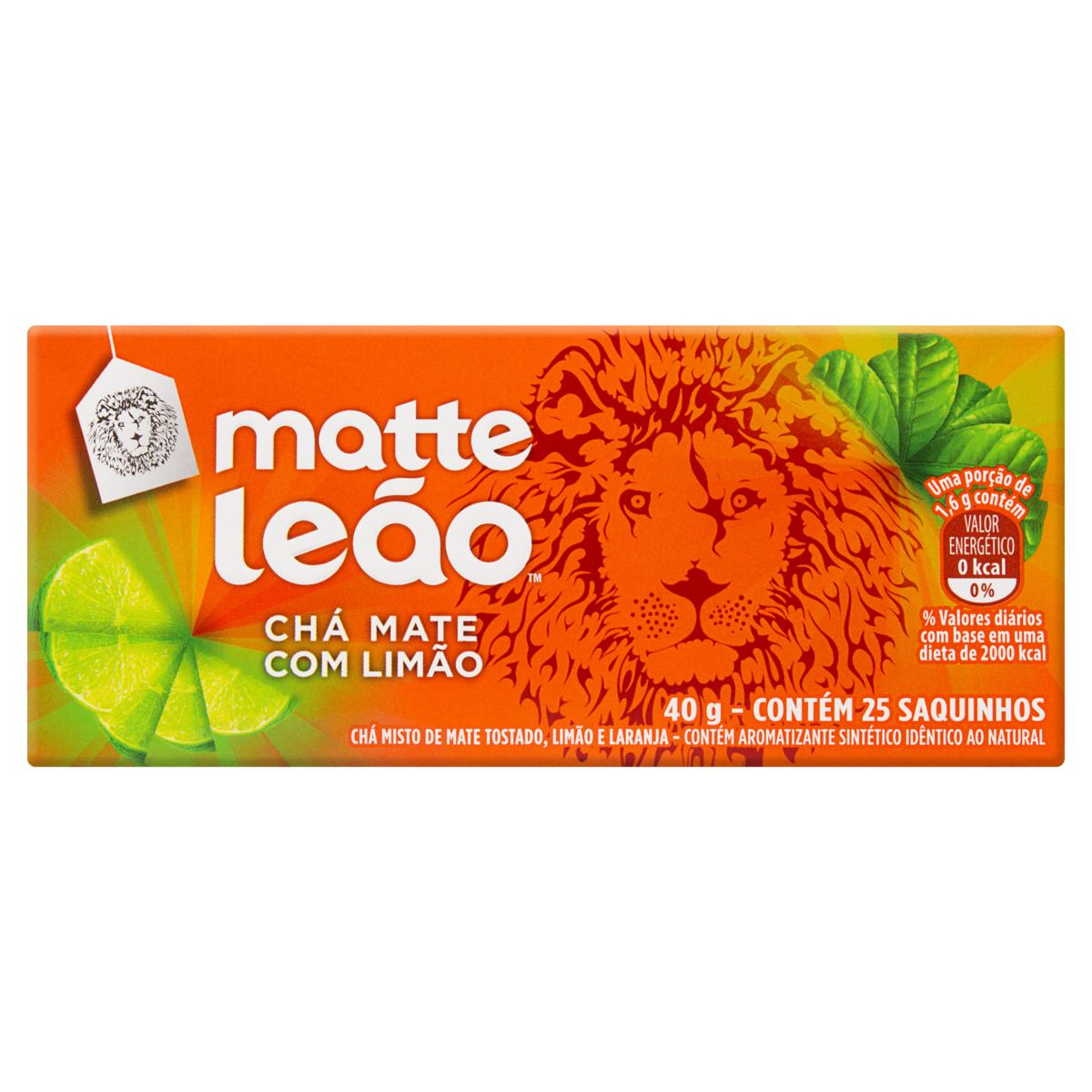 Ch&aacute; Mate Lim&atilde;o Matte Le&atilde;o Caixa 40g 25 Unidades
