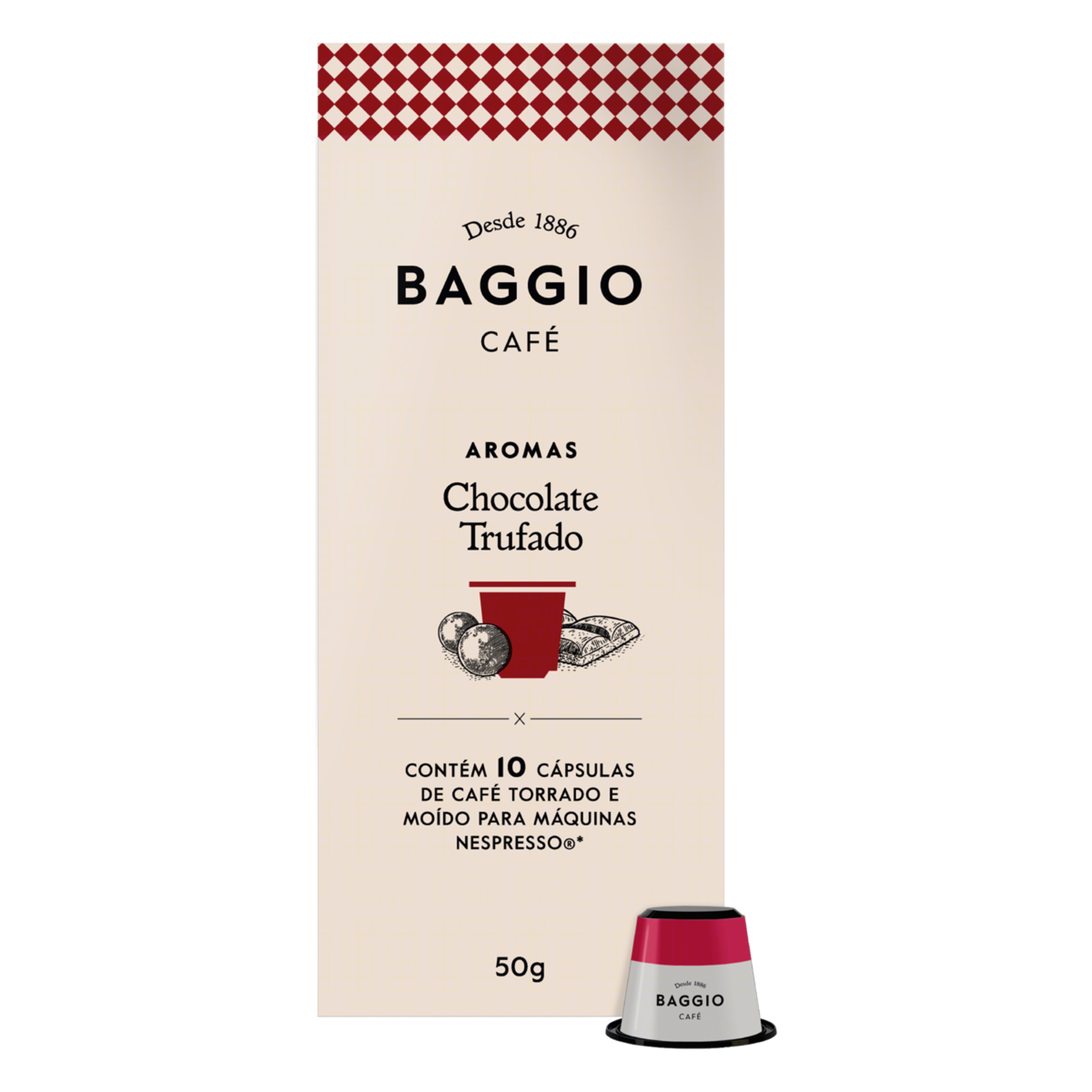 Caf&eacute; em C&aacute;psula Torrado e Mo&iacute;do Chocolate Trufado Baggio Aromas Caixa 50g 10 C&aacute;psulas Nespresso