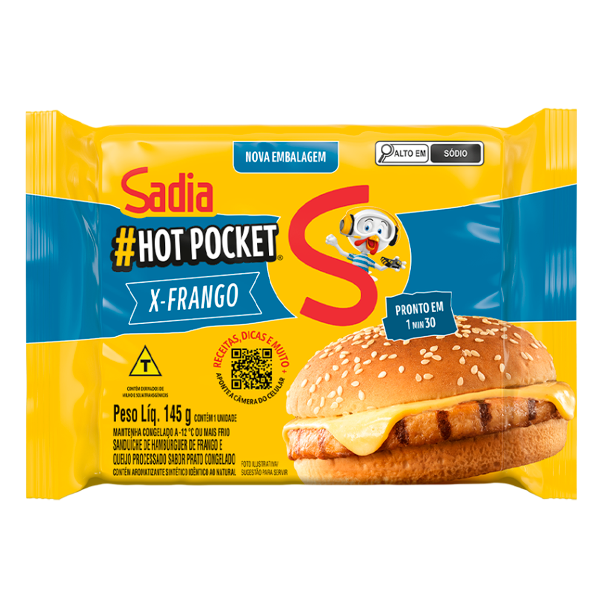 Sandu&iacute;che Hot Pocket X-Frango Sadia Pacote 145g