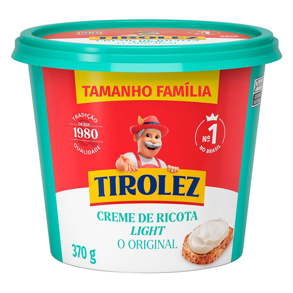 Creme de Queijo Ricota Light Tirolez Pote 370g - Embalagem Tamanho Fam&iacute;lia