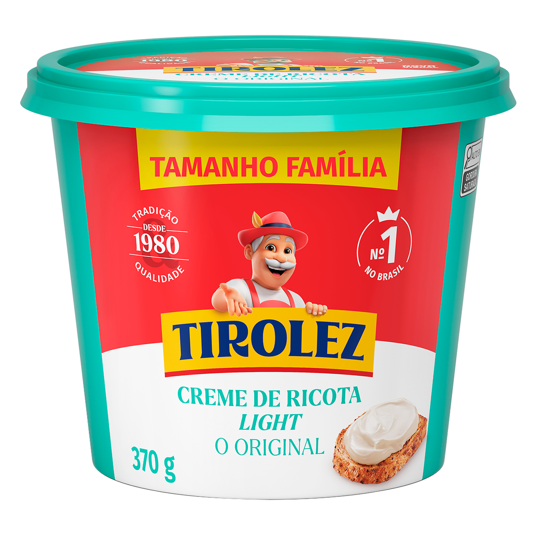 Creme de Queijo Ricota Light Tirolez Pote 370g - Embalagem Tamanho Fam&iacute;lia