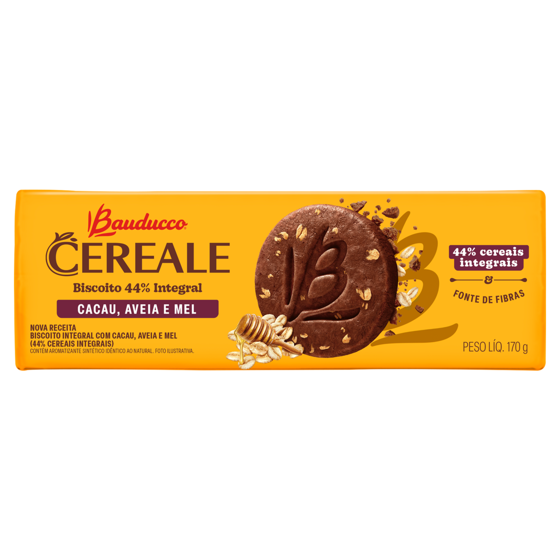 Biscoito Integral Cereale Cacau, Aveia e Mel Bauducco Pacote 170g