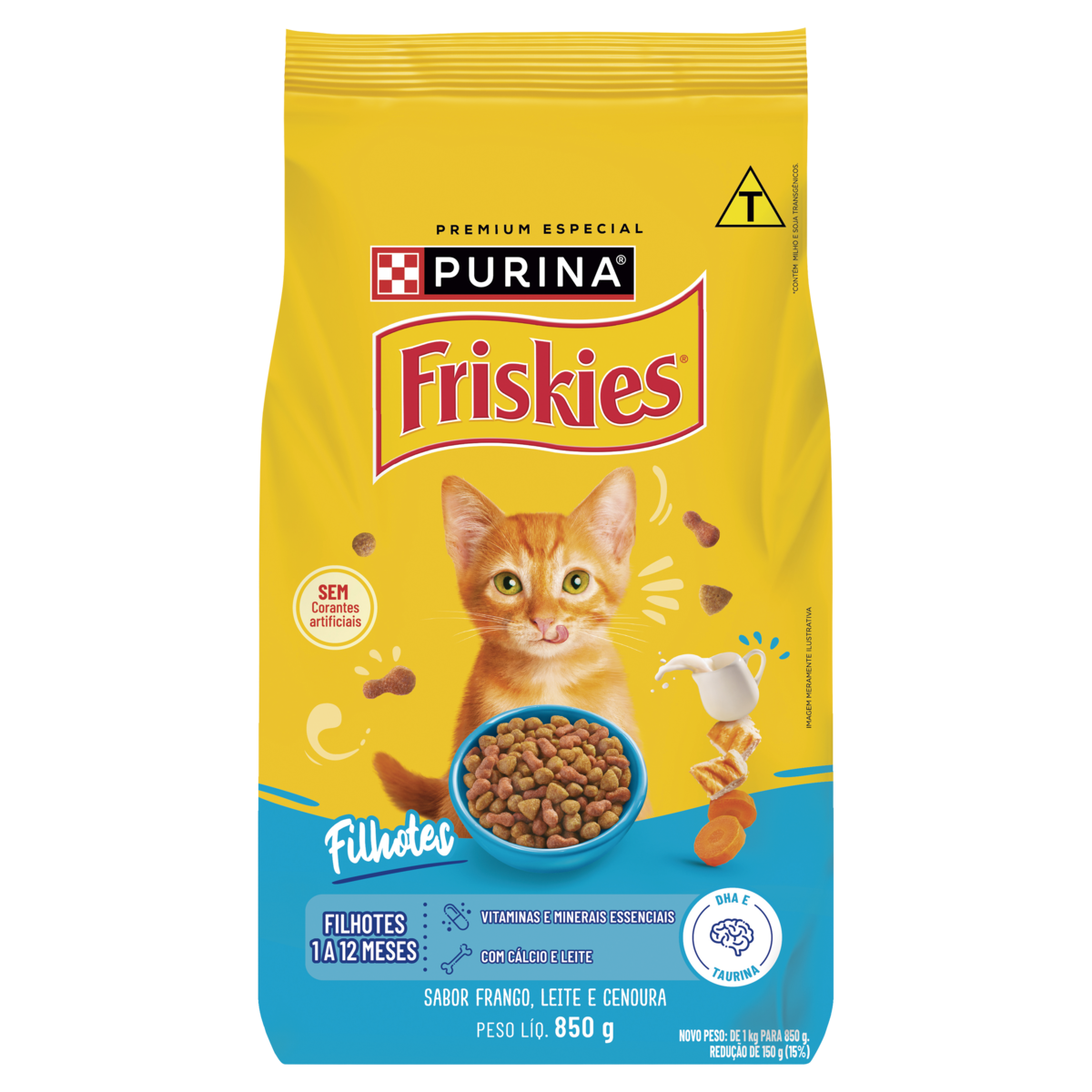 Alimento para Gatos Filhotes Frango, Leite e Cenoura Purina Friskies Pacote 850g