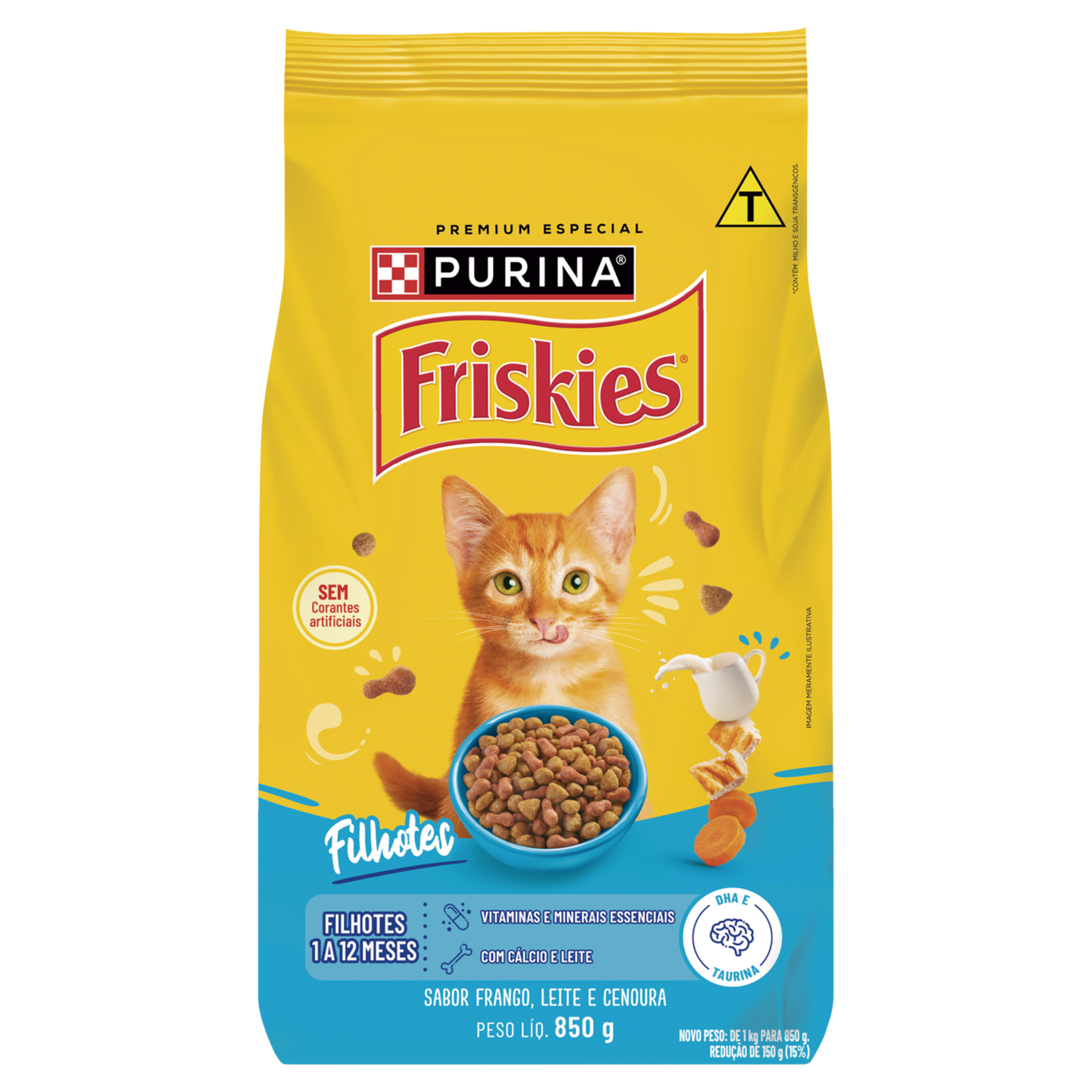 Alimento para Gatos Filhotes Frango, Leite e Cenoura Purina Friskies Pacote 850g