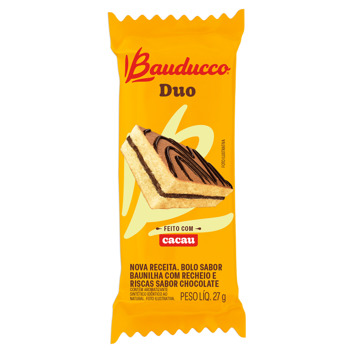 Bolo Baunilha Recheio Chocolate Duo Bauducco Pacote 27g