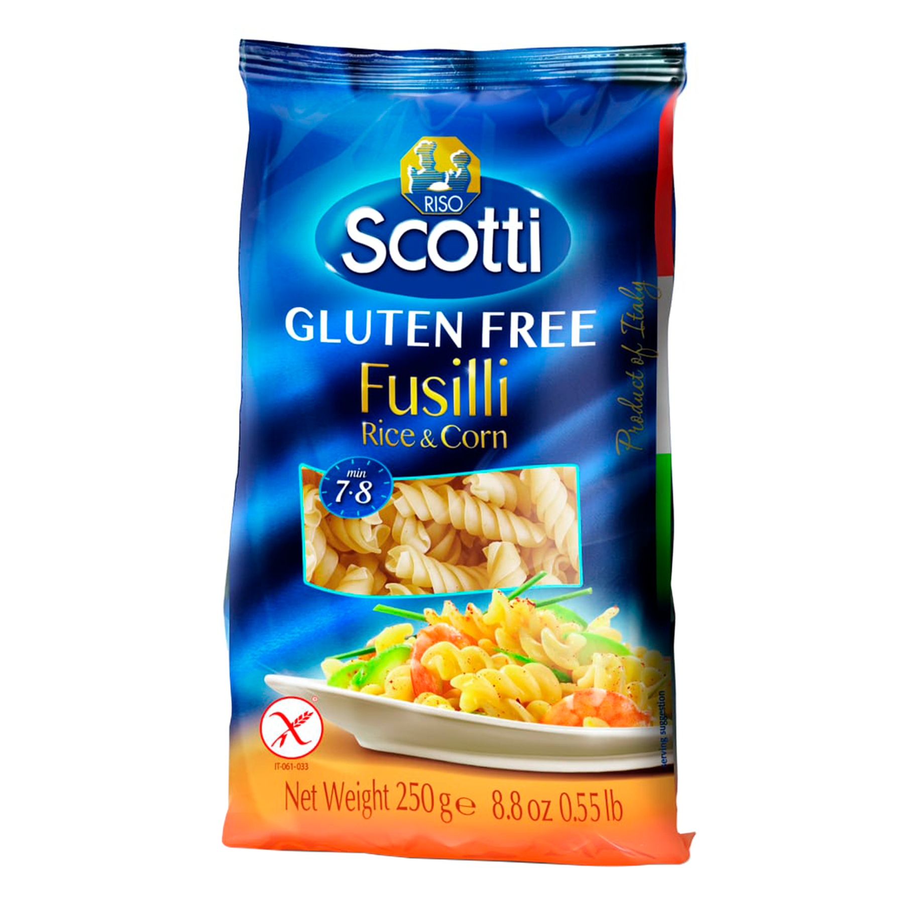 Macarr&atilde;o Fusilli Arroz e Milho Scotti Pacote 250g