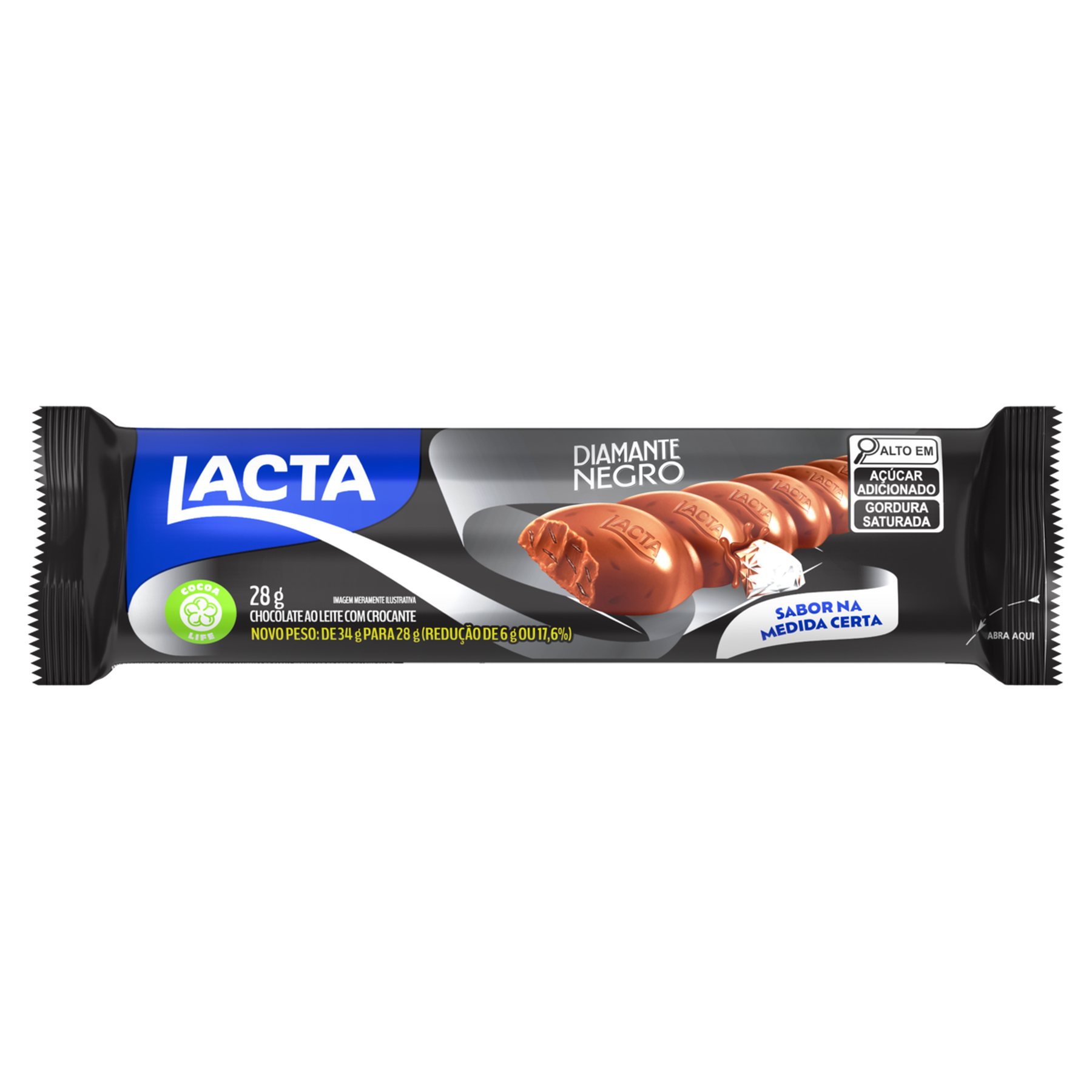 Chocolate ao Leite Diamante Negro Lacta Pacote 28g