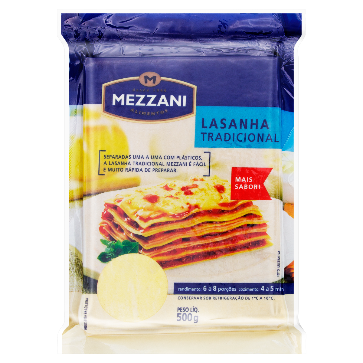 Massa para Lasanha Tradicional Mezzani Pacote 500g